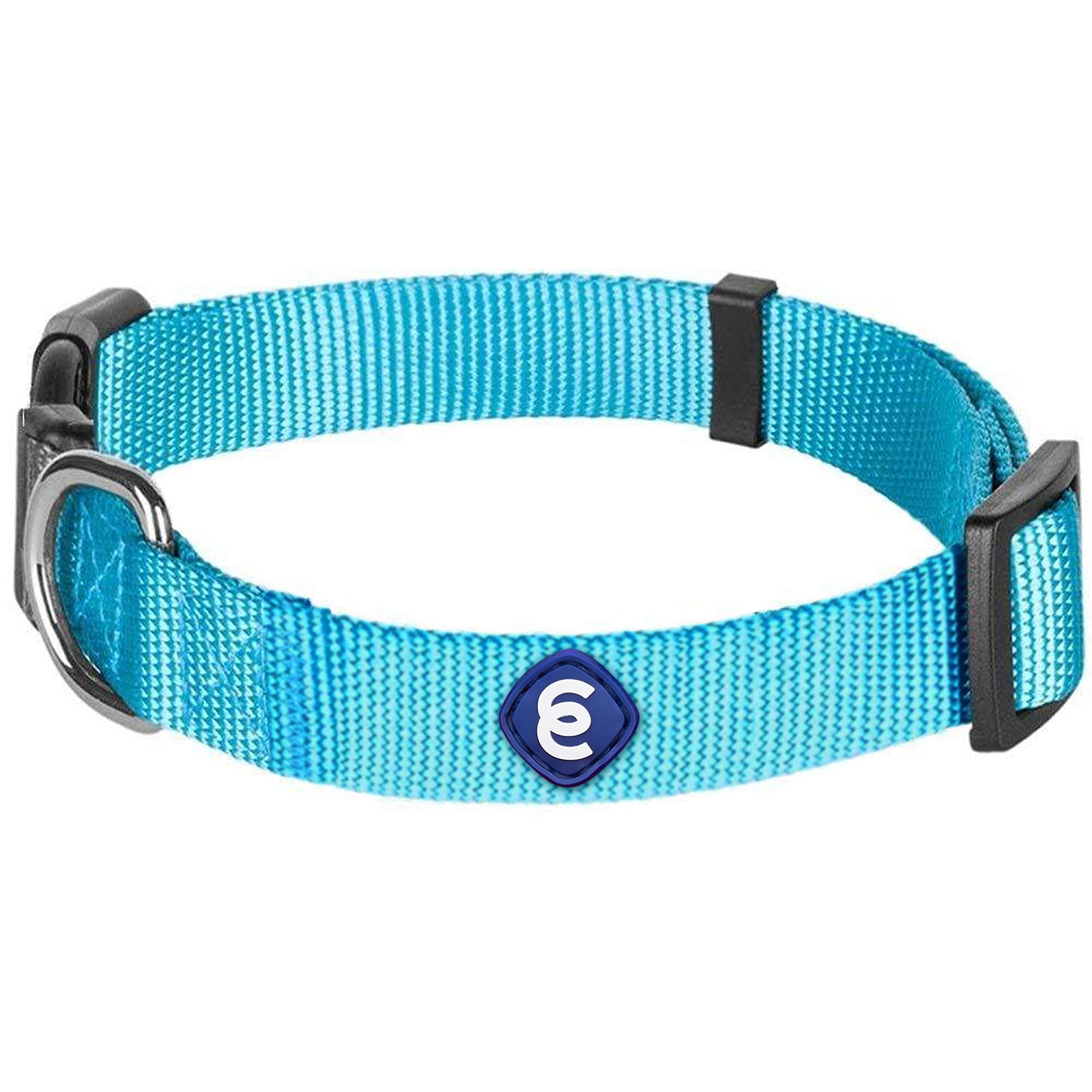 Blueberry Pet Essentials Matching Medium Dog Collar | Adjustable Classic Solid Color Nylon Dog Collars For Medium Dogs | Turquoi