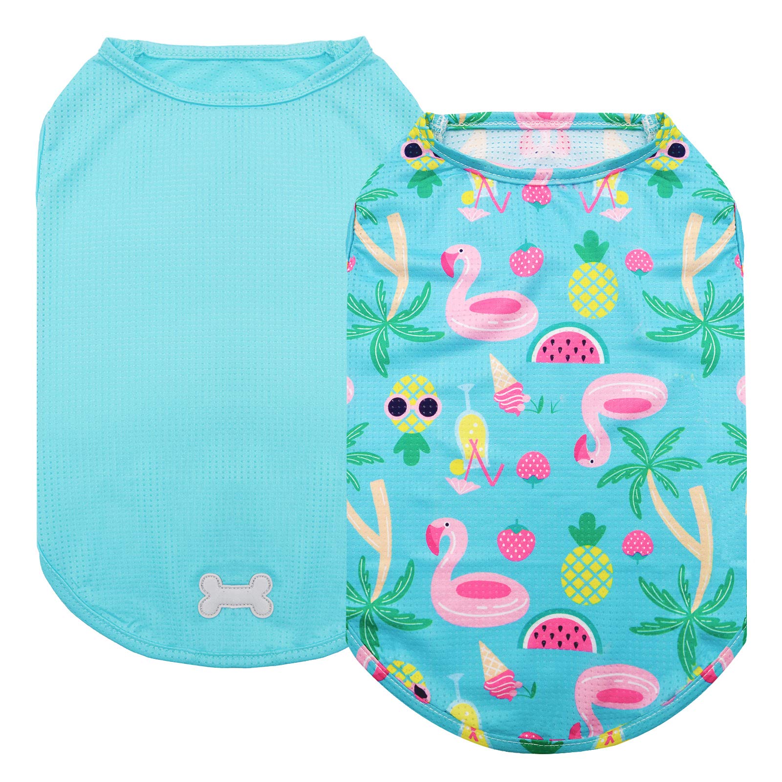 Kyeese 2 Pack Medium Dogs Shirts Hawaii Breathable Dog T-Shirts Soft Tank Top Sleeveless Vest Dog Tee Shirts Dog Apparel Great For Summer Flamingo Pattern