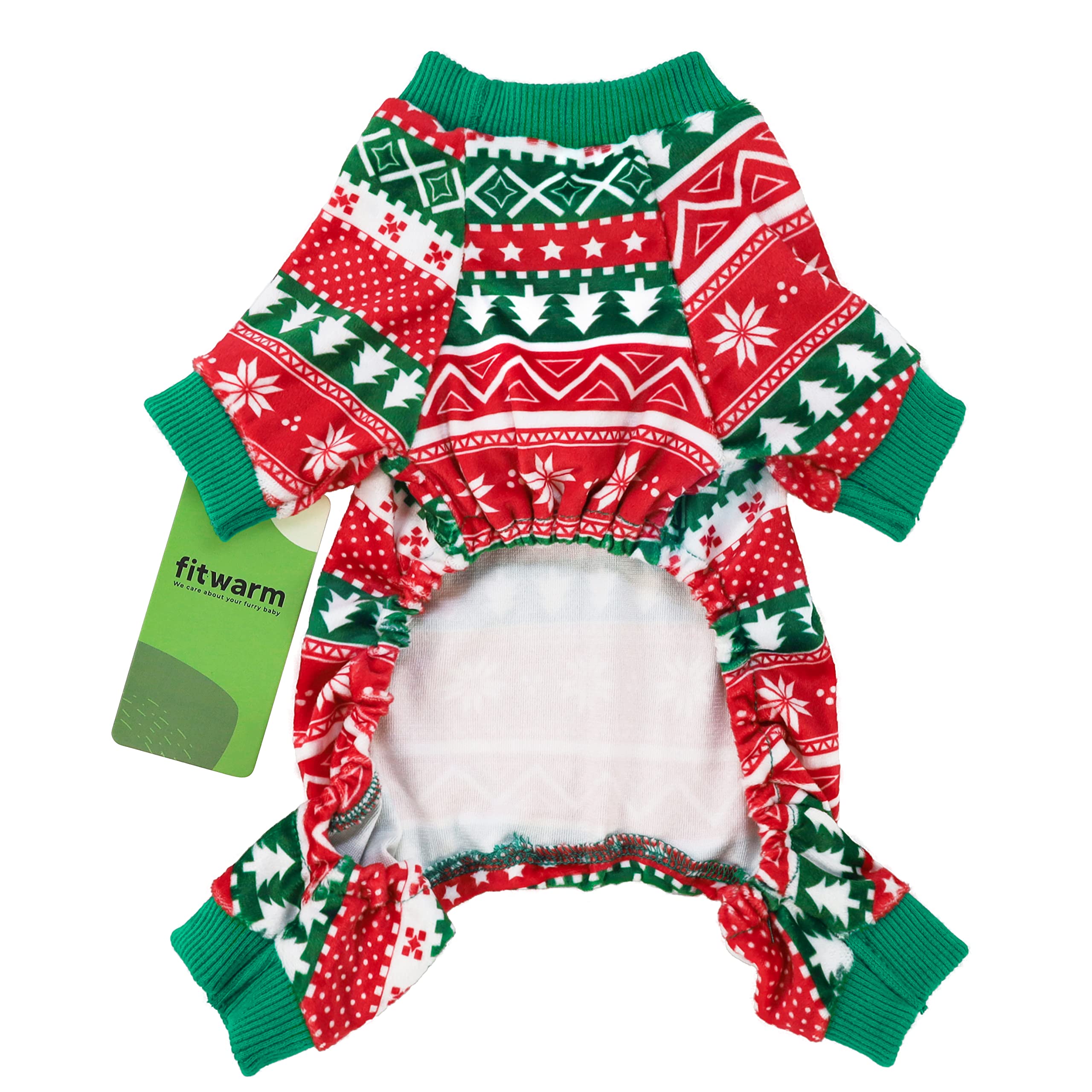 Fitwarm Dog Christmas Outfit, Dog Pajamas, Dog Winter Clothes For Small Dogs Boy Girl, Pet Ugly Sweater, Cat Costume, Red Green, Small