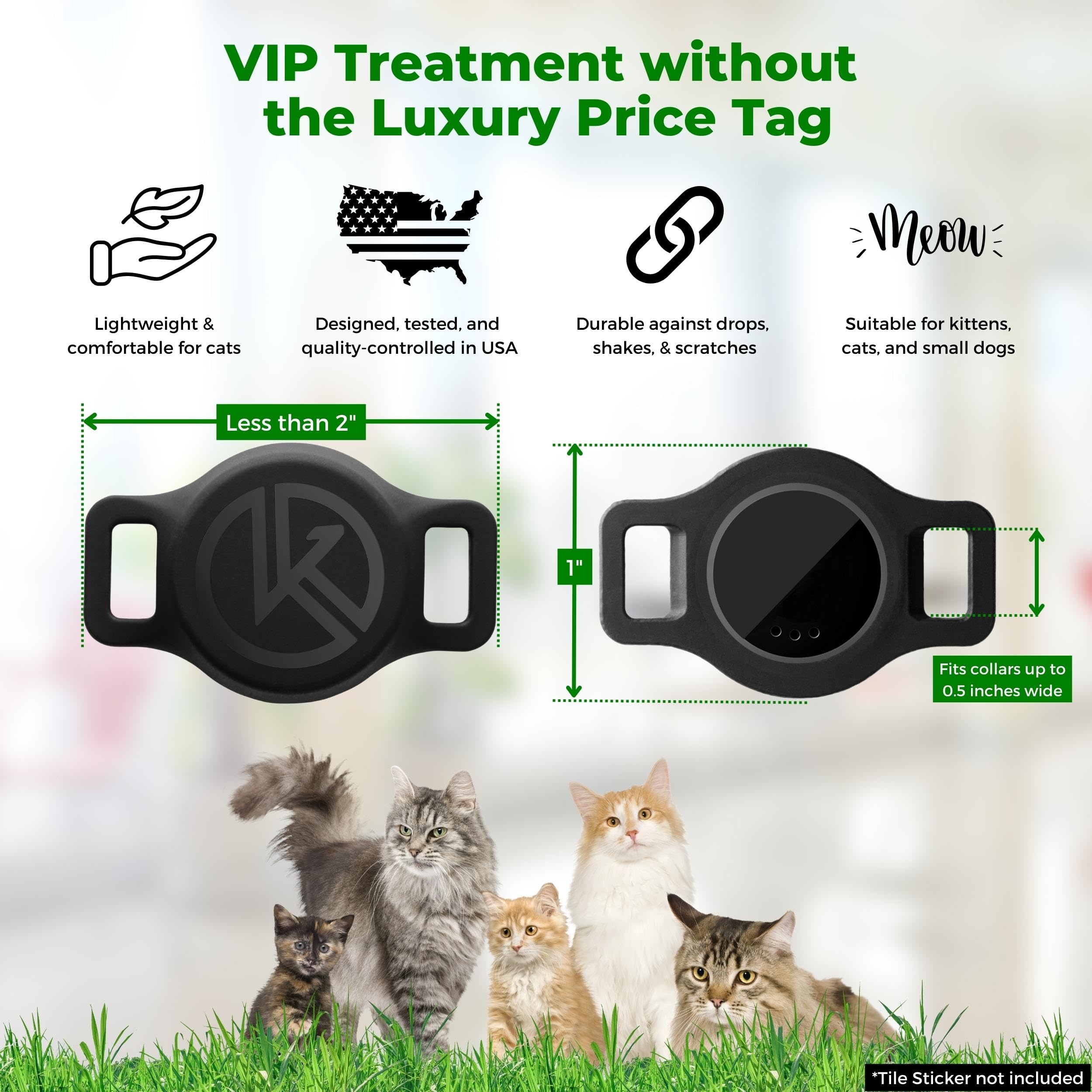 Tile Sticker Holder Cat Tracking Collar (2024) - Breakaway, Reflective Kitten Collar With Bell And Holding Case For Tile By Life