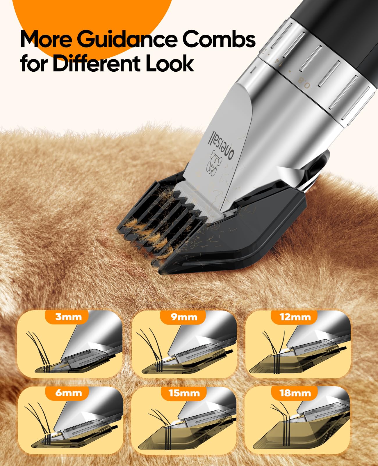 Oneisall Cat Hair Trimmer,Quiet Cat Clippers For Matted Hair,Cordless Cat Grooming Kit With Comb,3 Speed Cat Shavers For Matted Long Hair