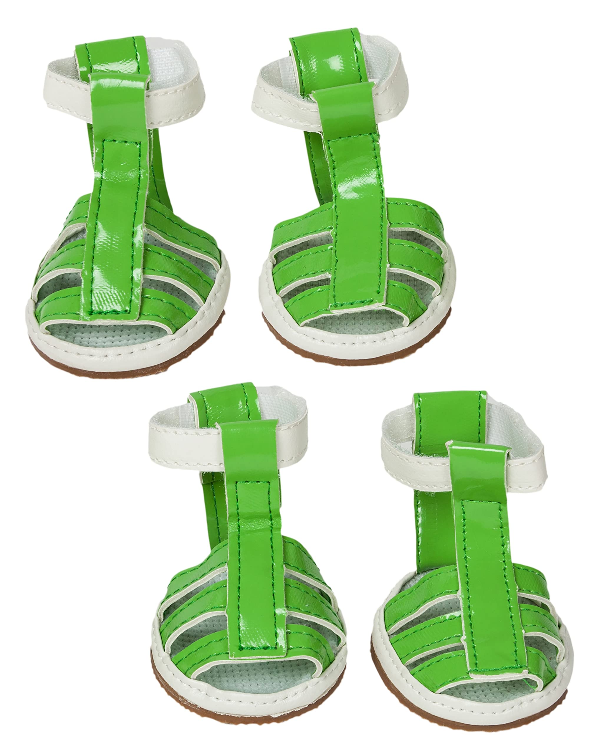 Pet Life Buckle-Supportive Reflective PVC Dog Sandals - Waterproof Summer Dog Shoes with Added Details - Set of 4 Pet Sandals