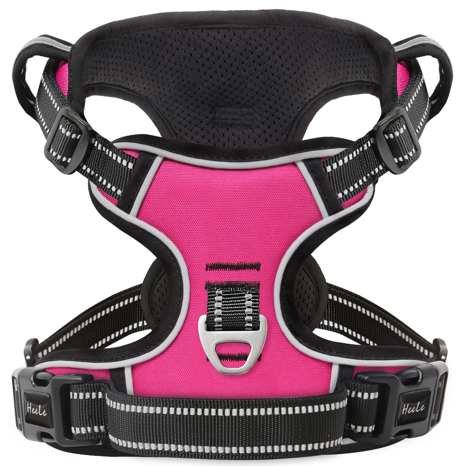 Heele Dog Harness Dog Harness Small Dog No Pull Harness With Soft Handle Reflective Harness Adjustable, Rose, S