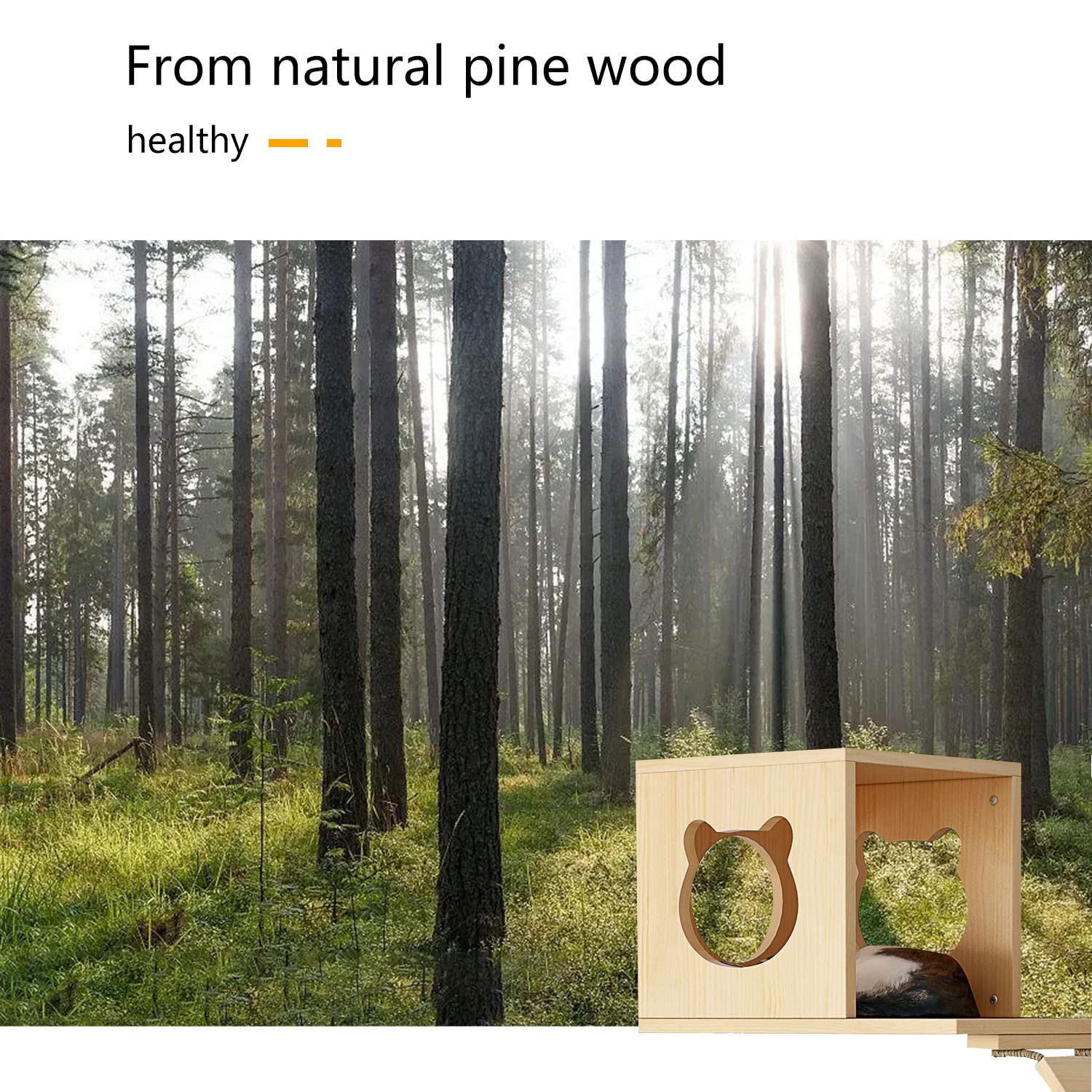 Cat Wall Shelves/Furniture, Shelves, Perches And Steps Set With 2 Cat Condos House, 6 Shelves, 2 Ladder, 1 Sisal Cat Scratching