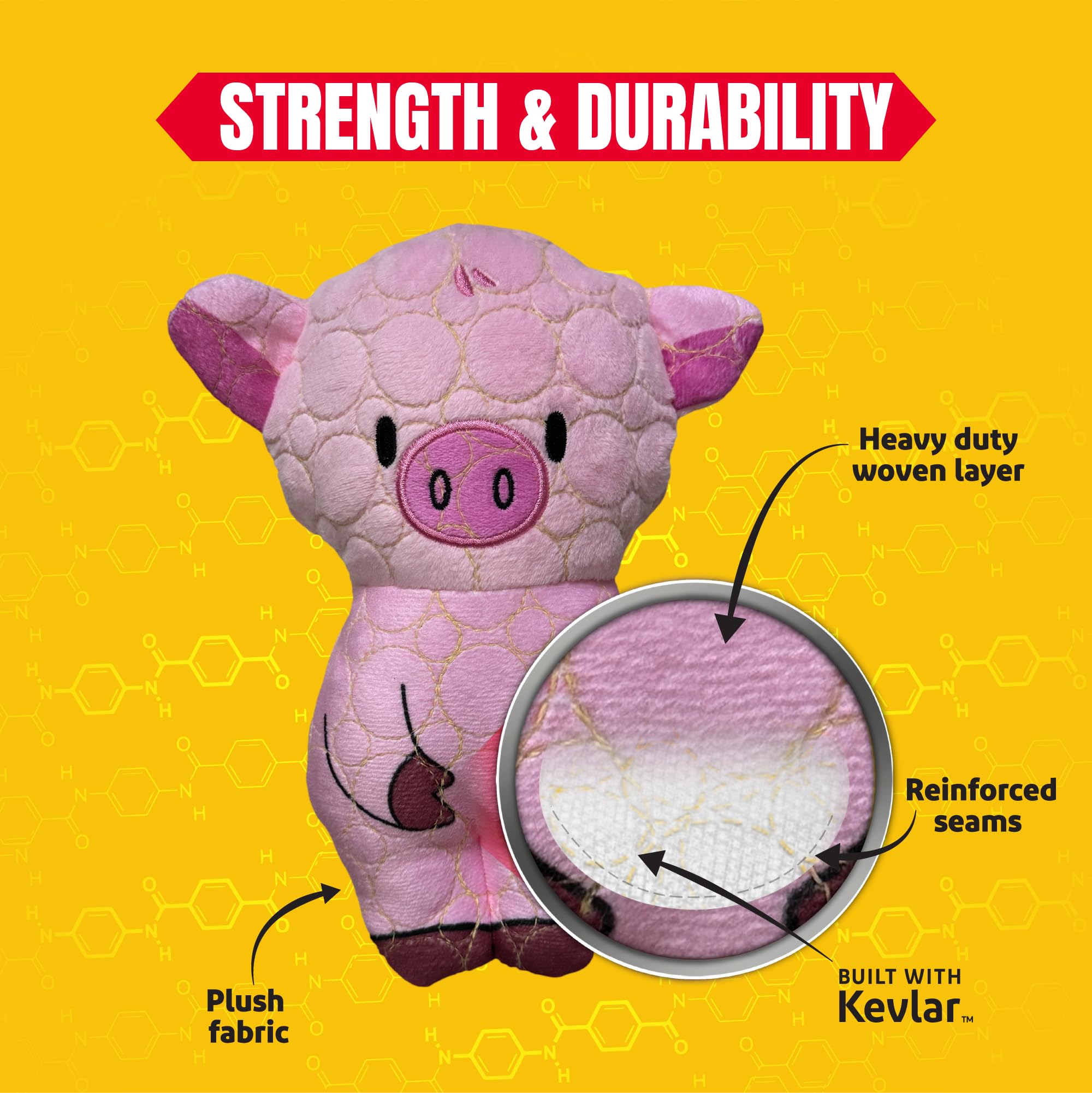 Bite Force Durable Dog Toy - Peppa Pig Squeaker, Kevlar-Reinforced for Aggressive Chewers, Pink, Model BF1190