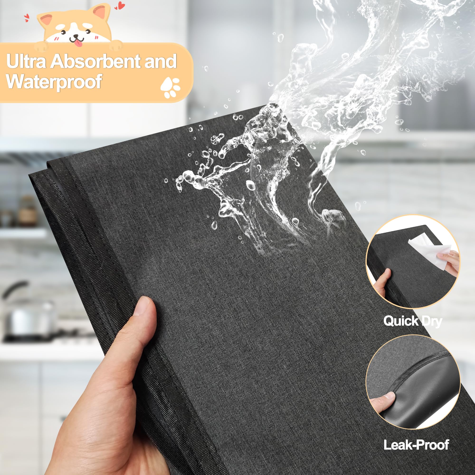 Ehzyaz Dog Crate Mat Liner, Washable Pee Pads For Dogs, Absorbs Urine, Non-Slip, Waterproof Under Dog Crate Mat Floor Protector,