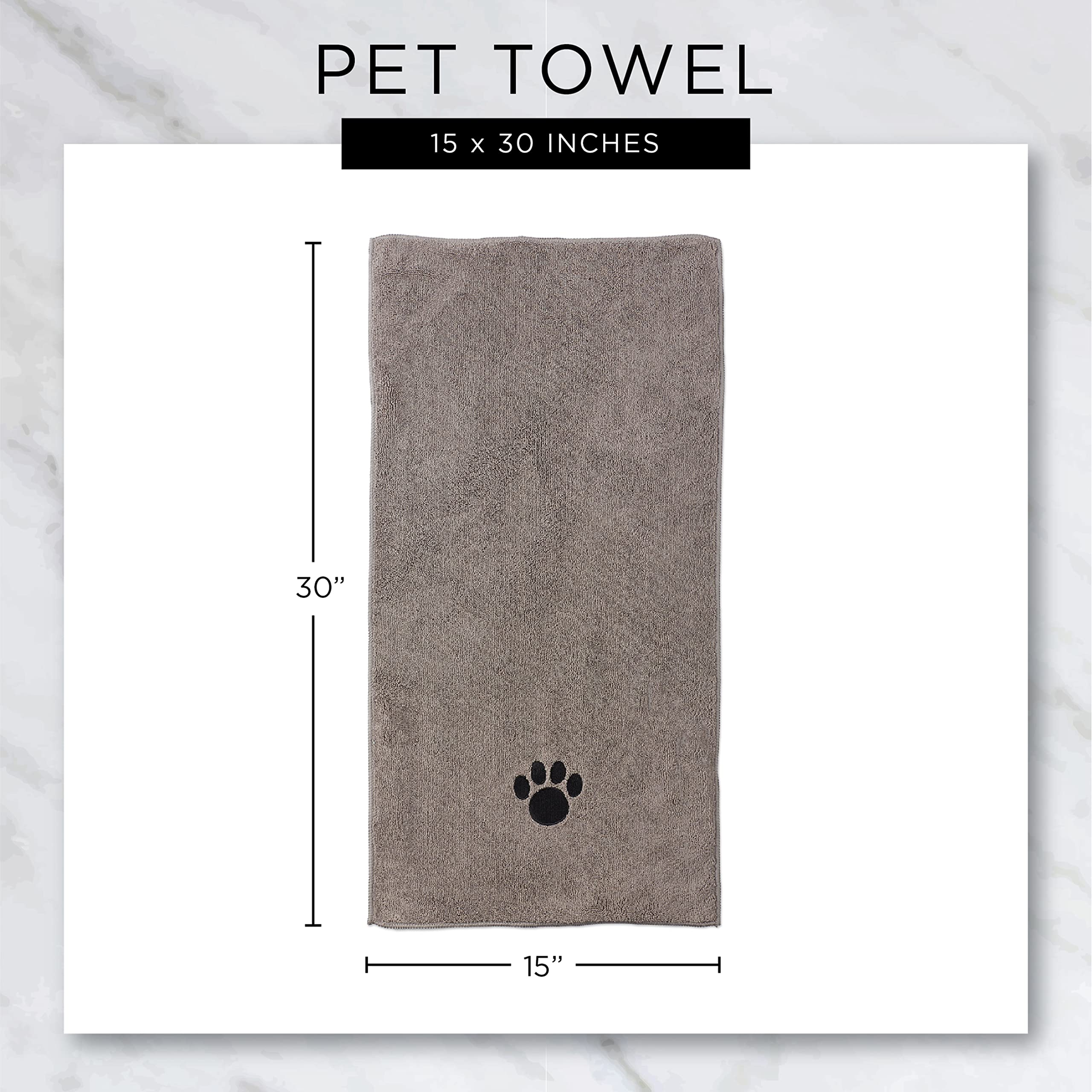 GRAY EMBROIDERED PAW SMALL PET TOWEL SET/3