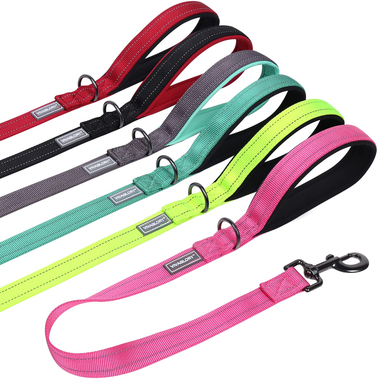 Vivaglory Short Dog Leash For Medium & Large Dogs, 24Inch, Pink