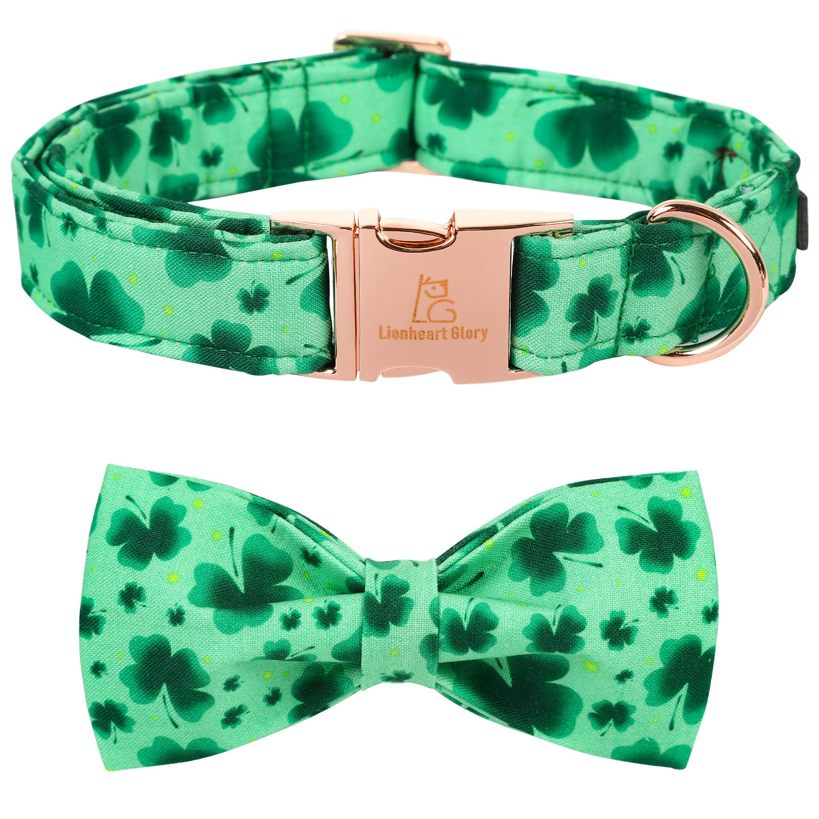 Lionheart Glory Clover Dog Collar, Adjustable Dog Collar With Bowtie, Pet Gift Collar For Dog Soft Bowtie Dog Collars For Medium