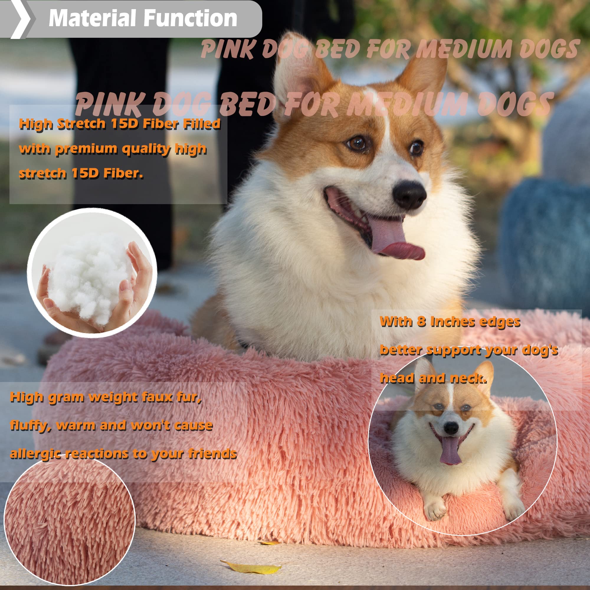 Dog Beds For Medium Dogs Washable 30 Inches Pink Dog Bean Bag Bed Girl Dog Beds For Medium Dogs Fits Up To 45 Lbs Pets Beds For Medium Dog.