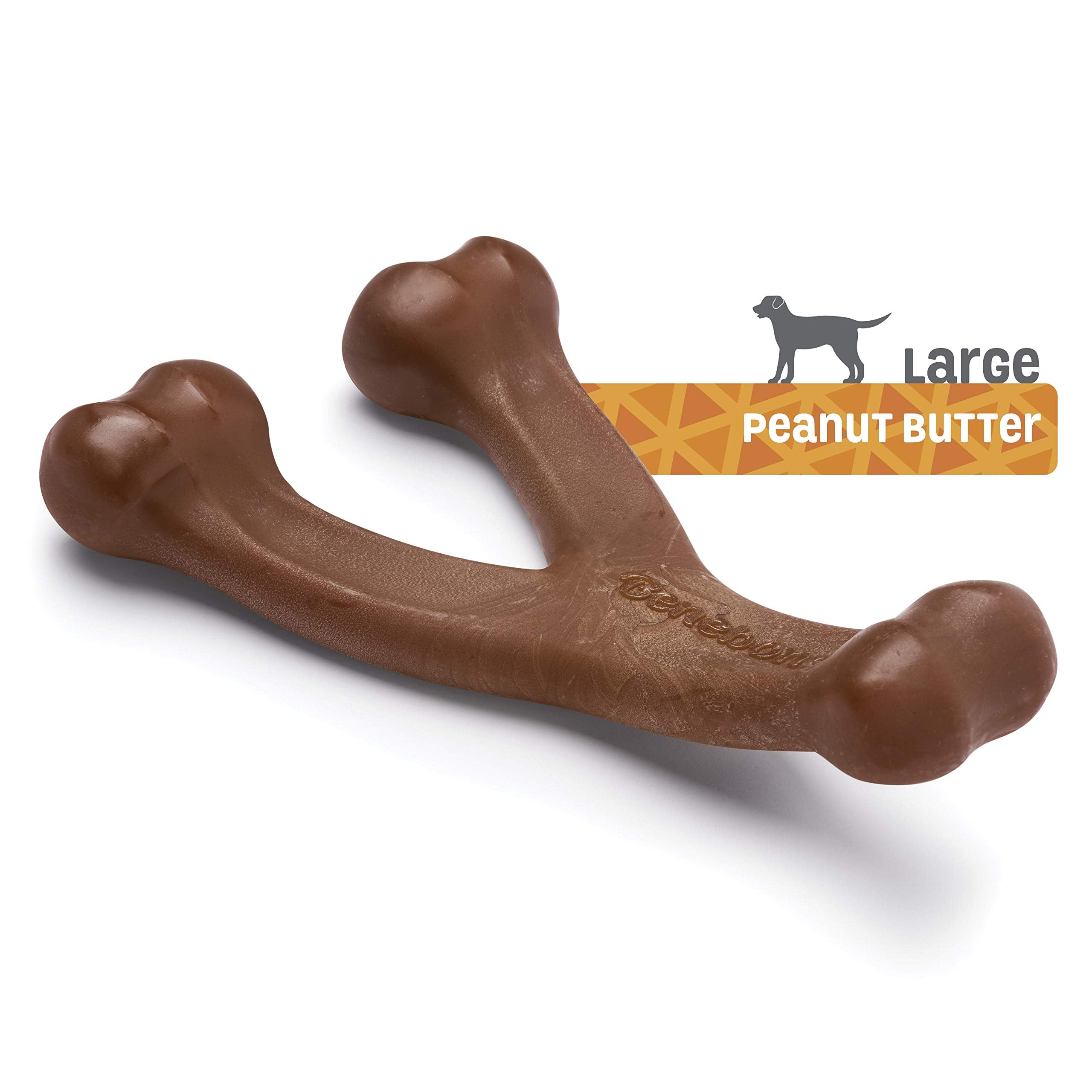 Benebone Wishbone Durable Dog Chew Toy For Aggressive Chewers, Real Peanut, Made In Usa, Large