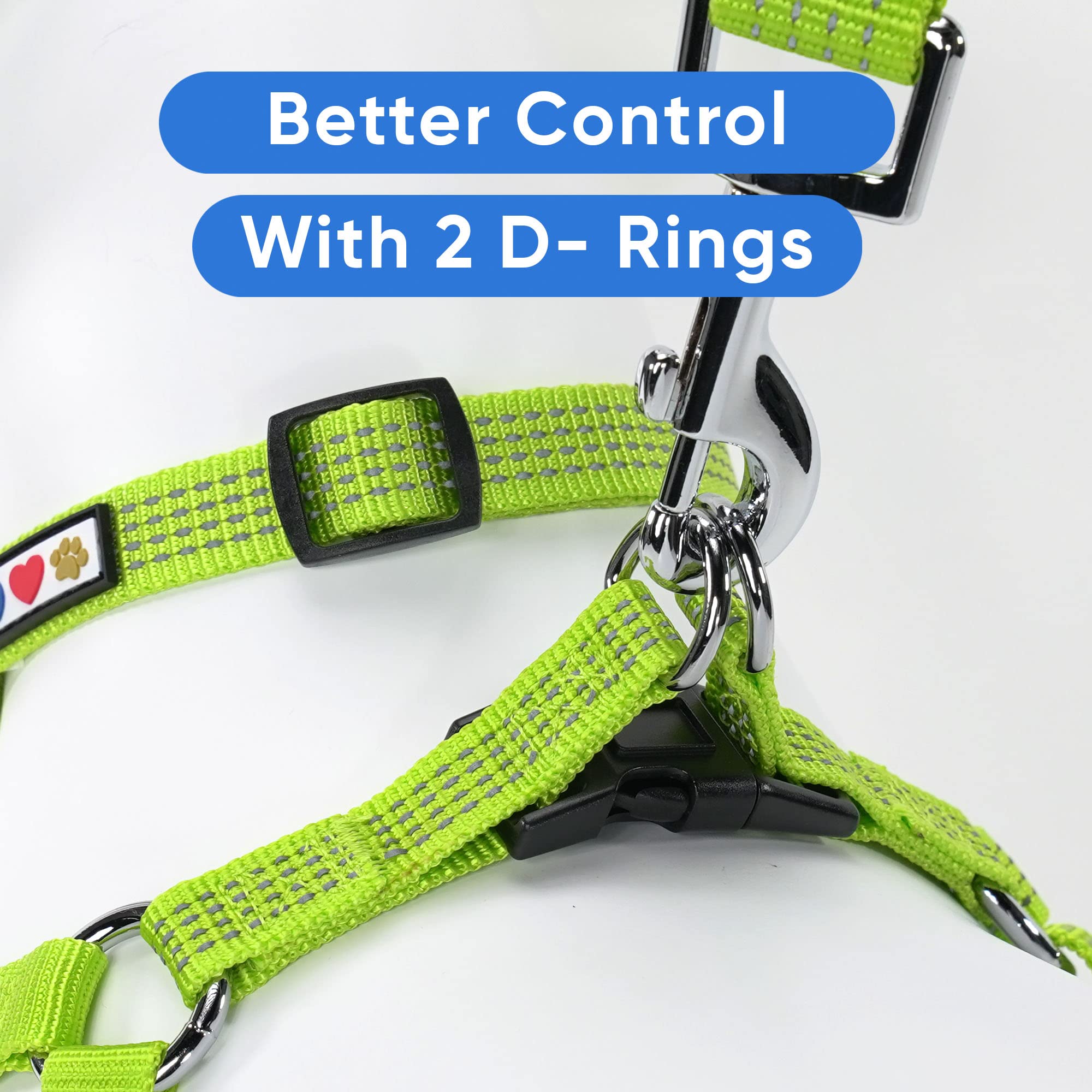 Pawtitas Extra Small Dog Harness - Green, Reflective, Adjustable Step-In Harness For Senior Dogs To Puppies
