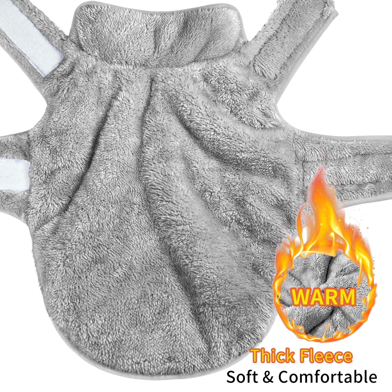 Malier Reversible Fleece Dog Coat, Windproof Warm Jacket For Dogs, Snow Vest - Gray, Medium