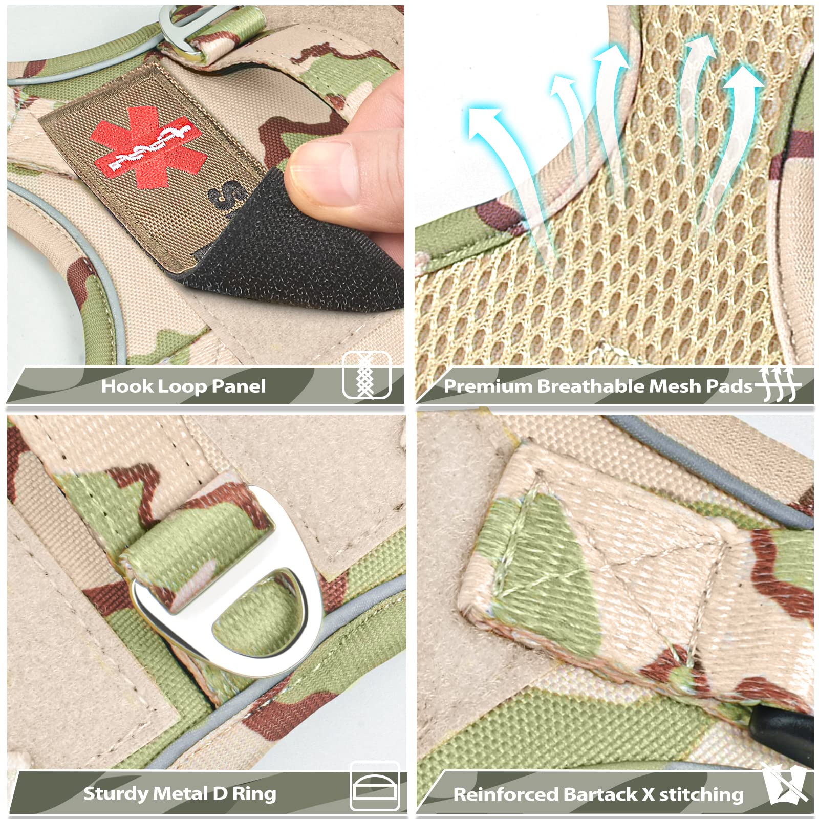 Tactical Small Dog Harness for Puppy, No Pull Military Service Dog Vest with Vertical Handle, Outdoor Training Small Puppy Vest
