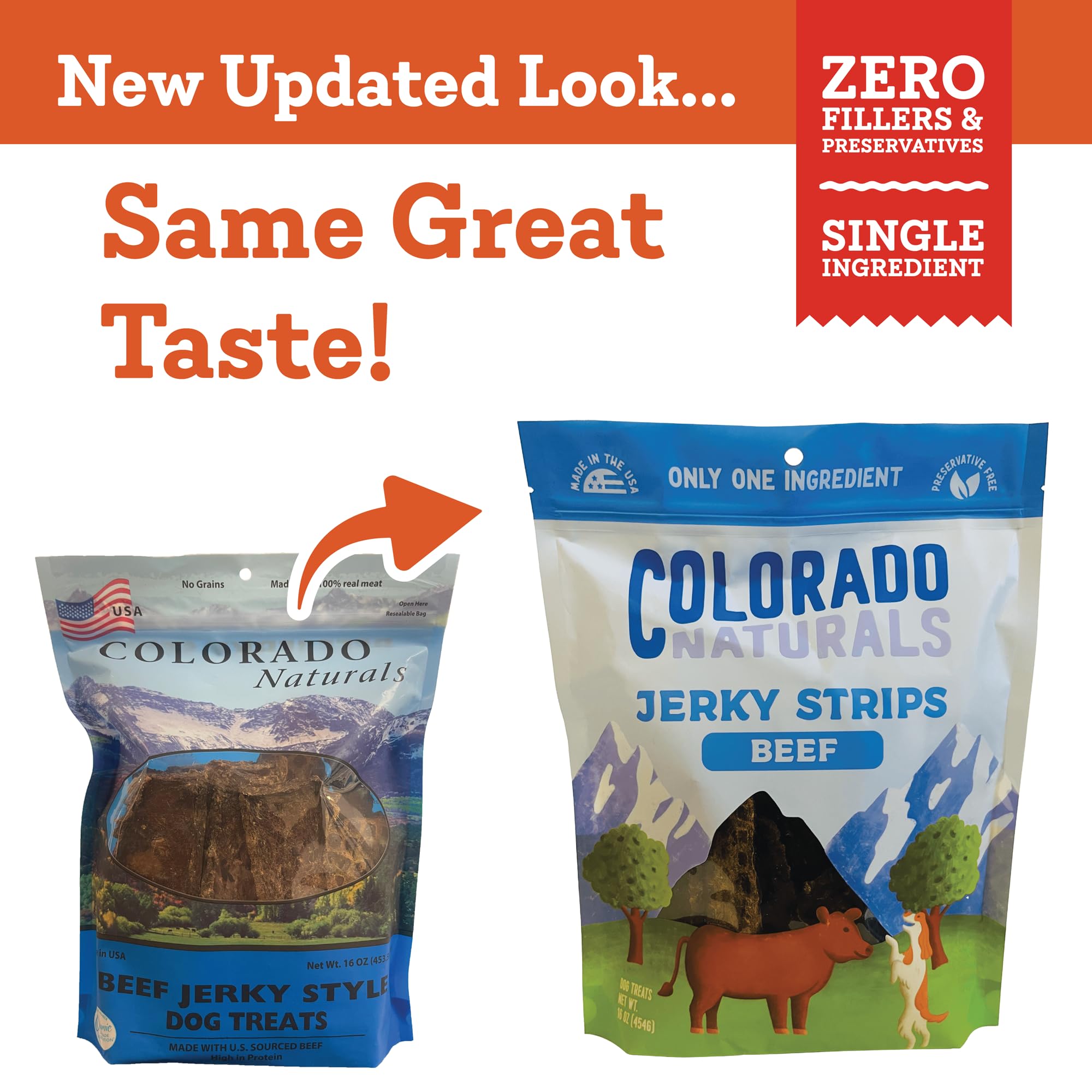 Colorado Naturals Beef Jerky Strips Dog Treats, All-Natural, 16 oz – Made in USA, No Fillers or Preservatives