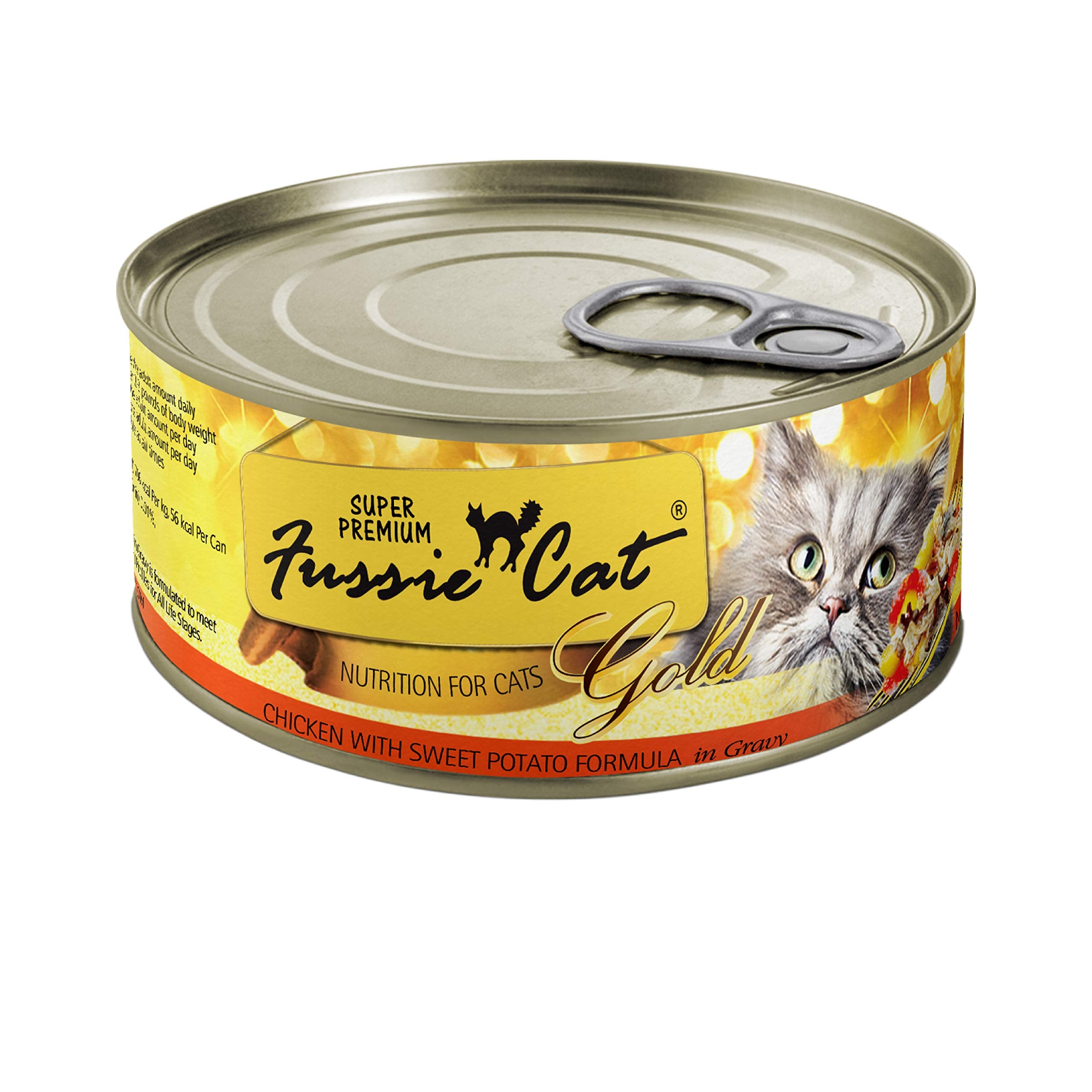 Fussie Cat Super Premium Chicken & Sweet Potato Formula in Gravy Grain-Free Wet Cat Food 2.82oz, case of 24