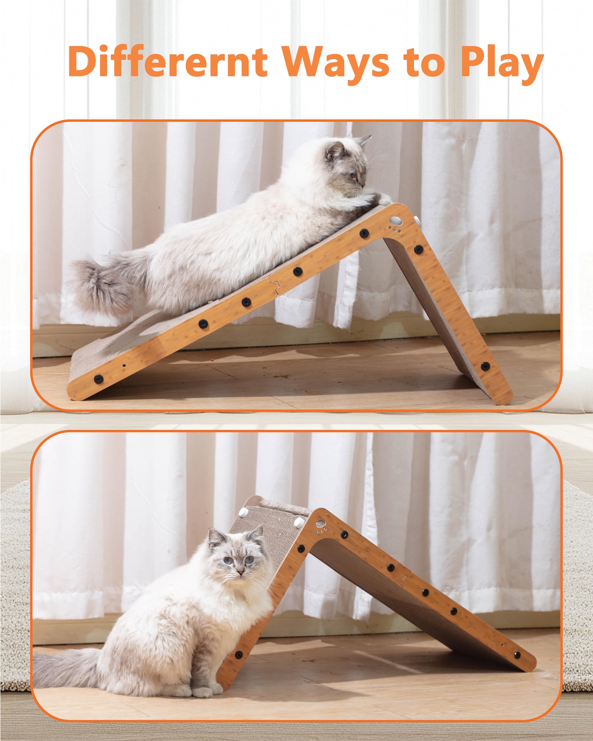 Megidok Cat Scratcher, 26.7'' L Shape Cat Scratch,Vertical Cat Scratching Board,Cat Scratch Pad Wall-Mounted,Cats Scratching Car