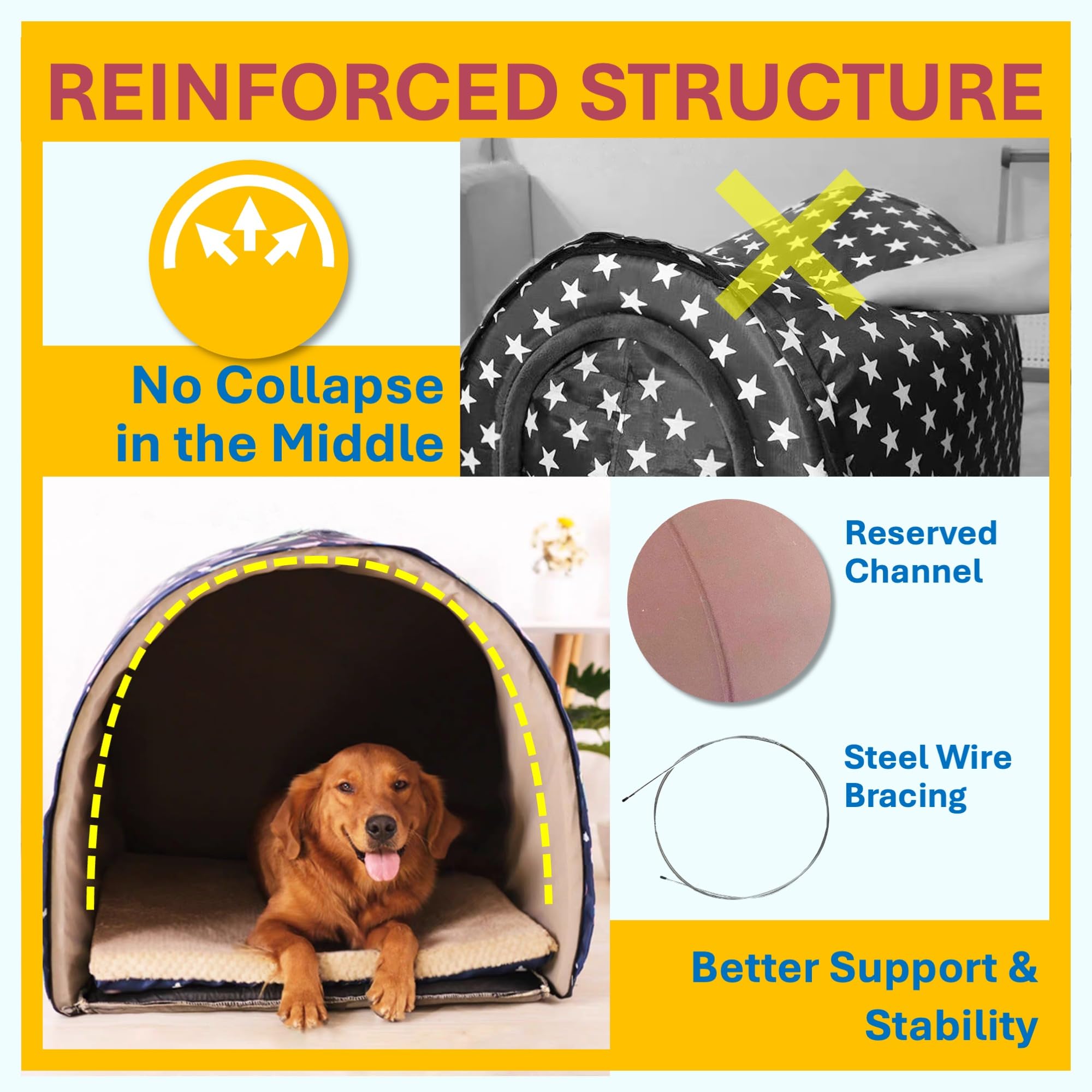 2 In 1 Extra Large Pet Winter House Convertible To Bed With Warm Cushion Mat, 2 Way Indoor Outdoor Warm Dog House Bed, Removable