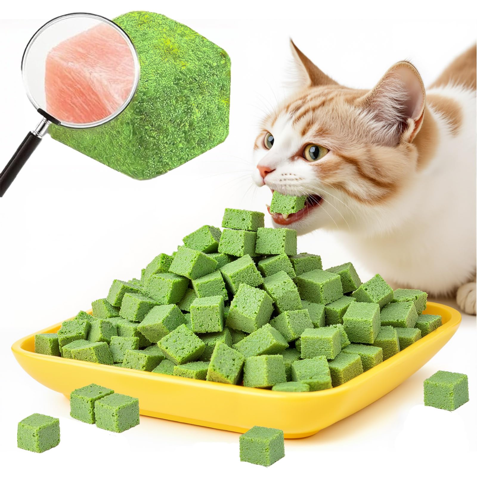 GREMBEB 250g/8.82oz Cat Toy Cats Grass Treats, Fish Oil Kitten Grass Catnip Stick for Hairball Removal Teeth Cleaning Cats Edibl