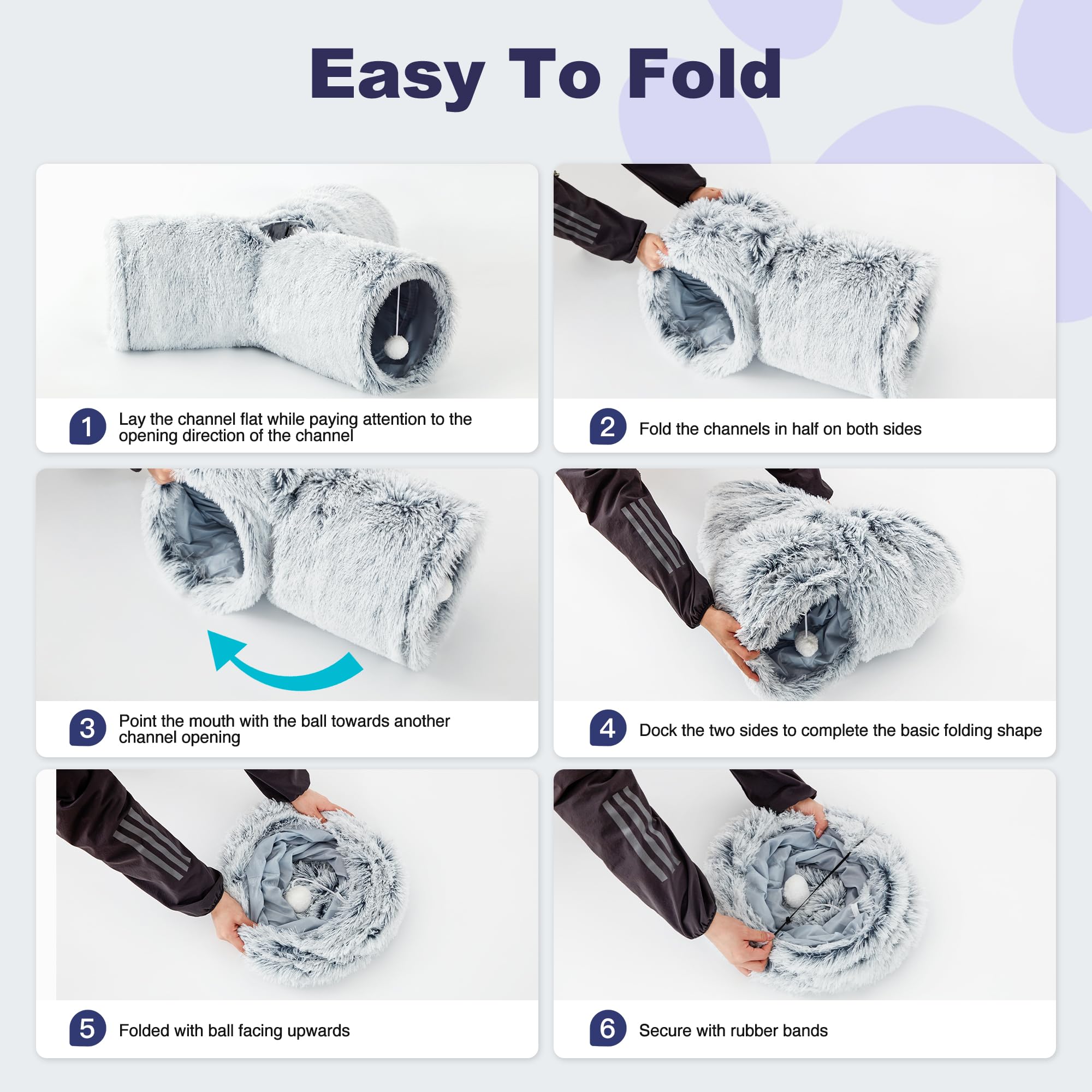 Tempcore Plush Pet Cat Tunnel Tube Cat Toys 3 Way Collapsible, Cat Tunnels For Indoor Cats,Kitty Tunnel Bored Cat Pet Toys Peek Hole Toy Ball Cat, Puppy, Kitty, Kitten, Rabbit Light Grey