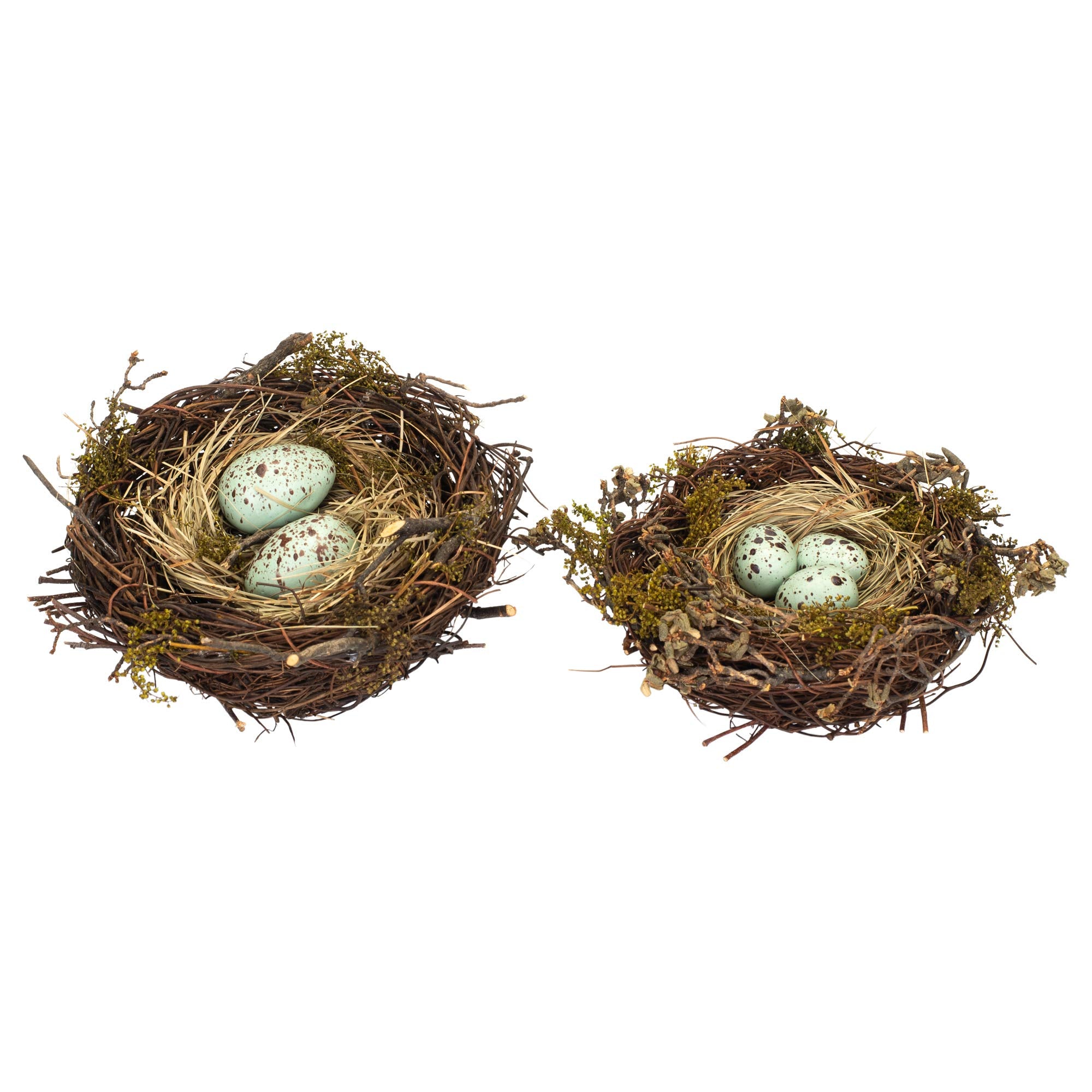 Melrose 58180 Twig and Foam Robins Nests with Eggs Tabletop, Set of 2