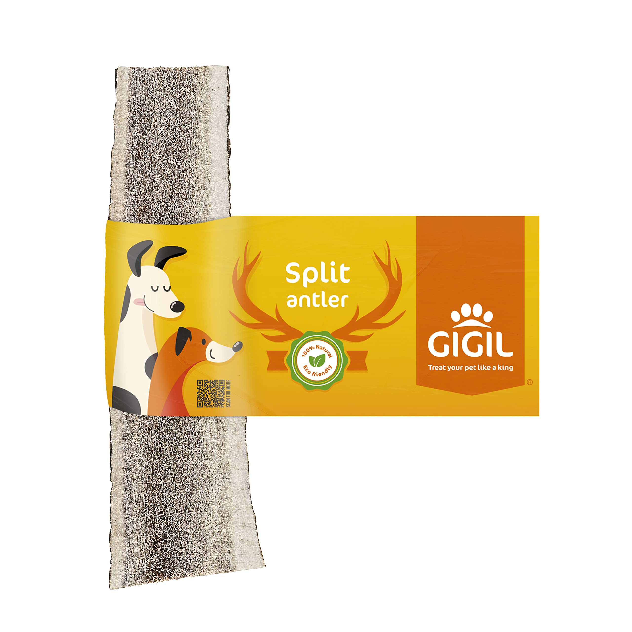 GIGIL Treat You Pet Like a King - 100% Natural Deer Split Antlers for Medium Dogs - Premium Elk Antlers - Long Lasting Dog Chew 