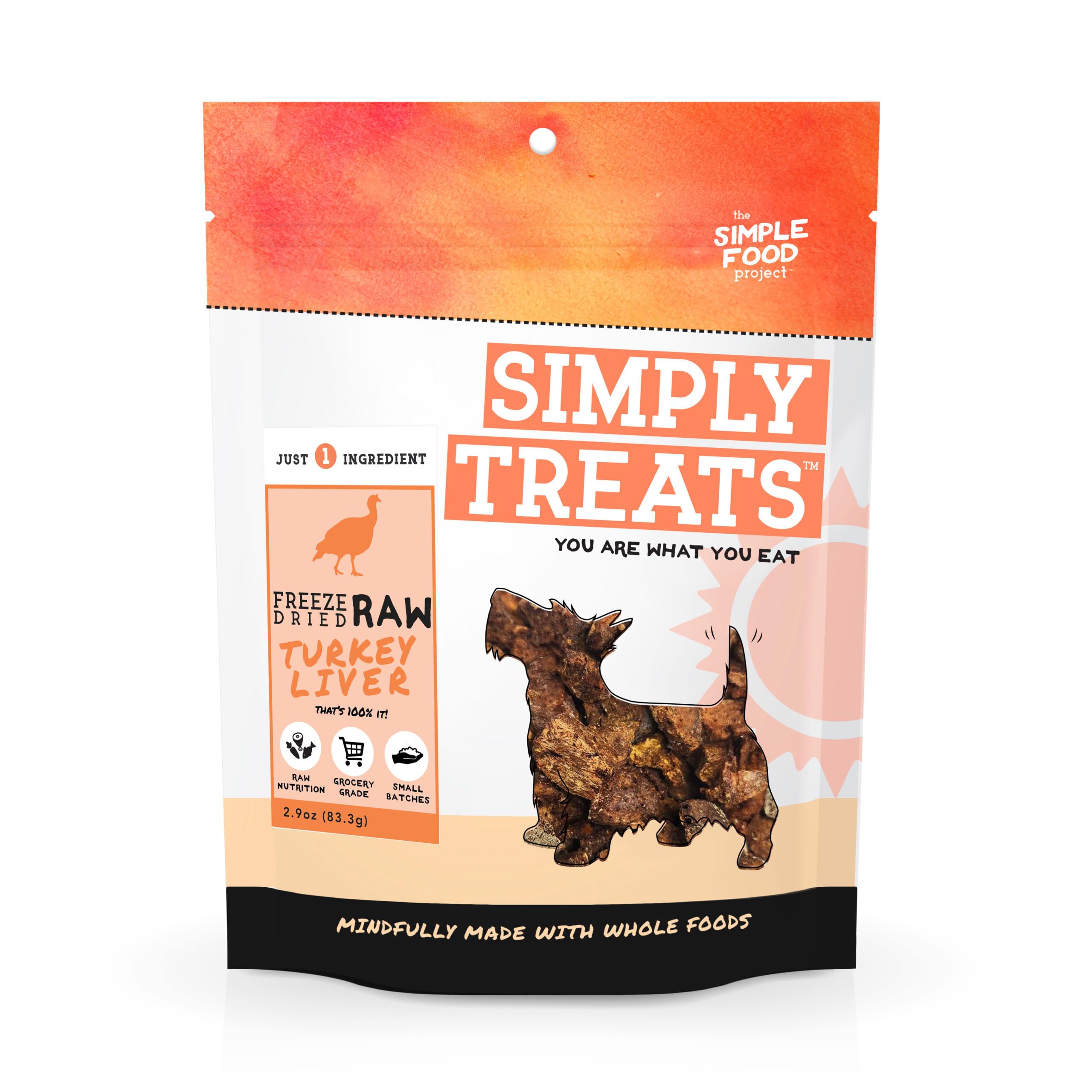 The Simple Food Project Freeze Dried Raw Dog Treats Grain Free, All Natural, with Just 1 Ingredient Turkey Liver for Dogs Use As