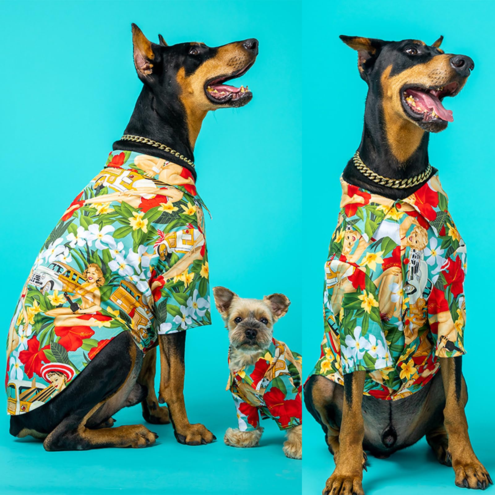 Dog Hawaii Shirt Beach Girls Prints Polo T-Shirts Breathable Cool Beach Style Summer Dog Clothes For Large Dog Boys And Girls Sh