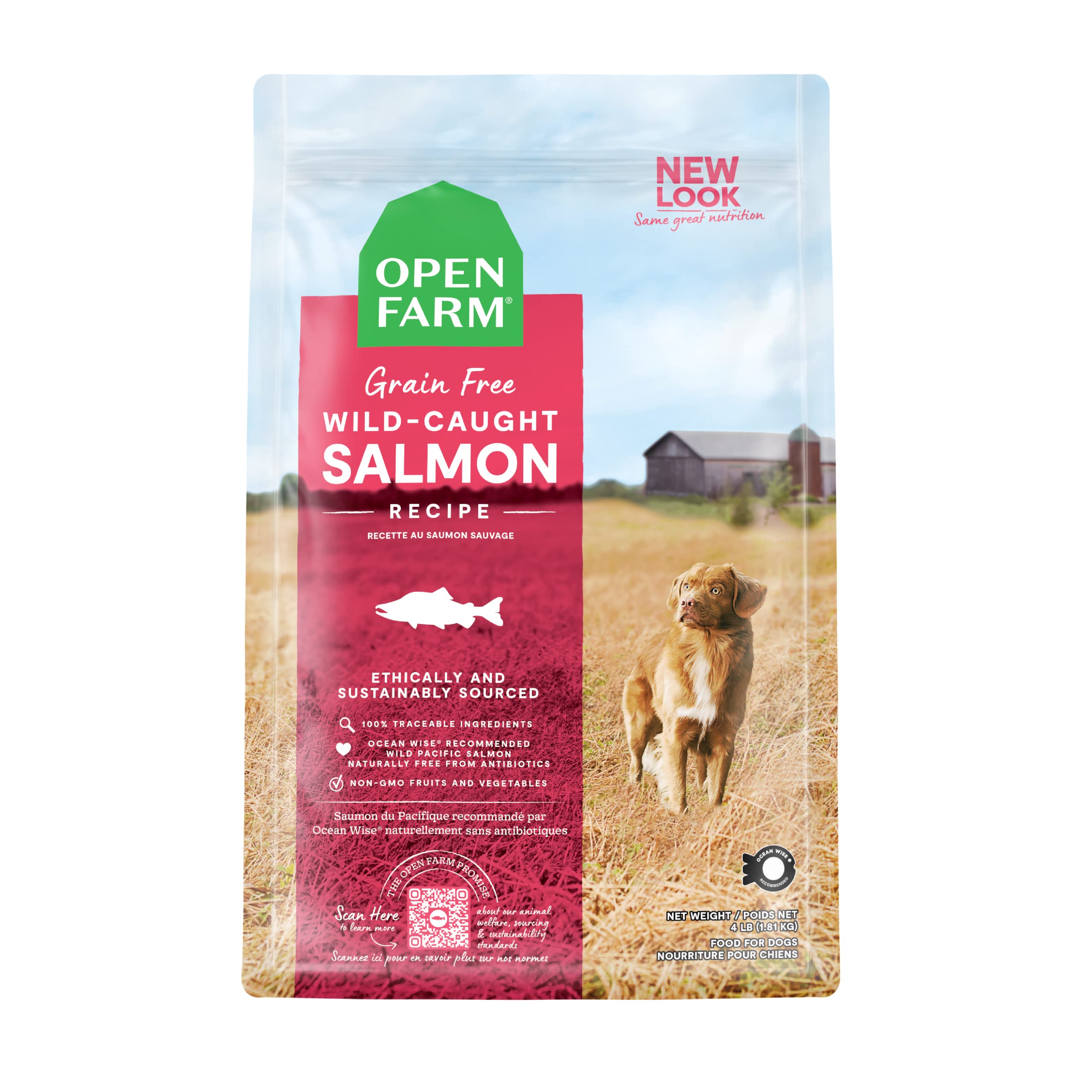 Open Farm Wild-Caught Salmon Grain-Free Dry Dog Food, Fresh Pacific Salmon Recipe with Non-GMO Superfoods and No Artificial Flav