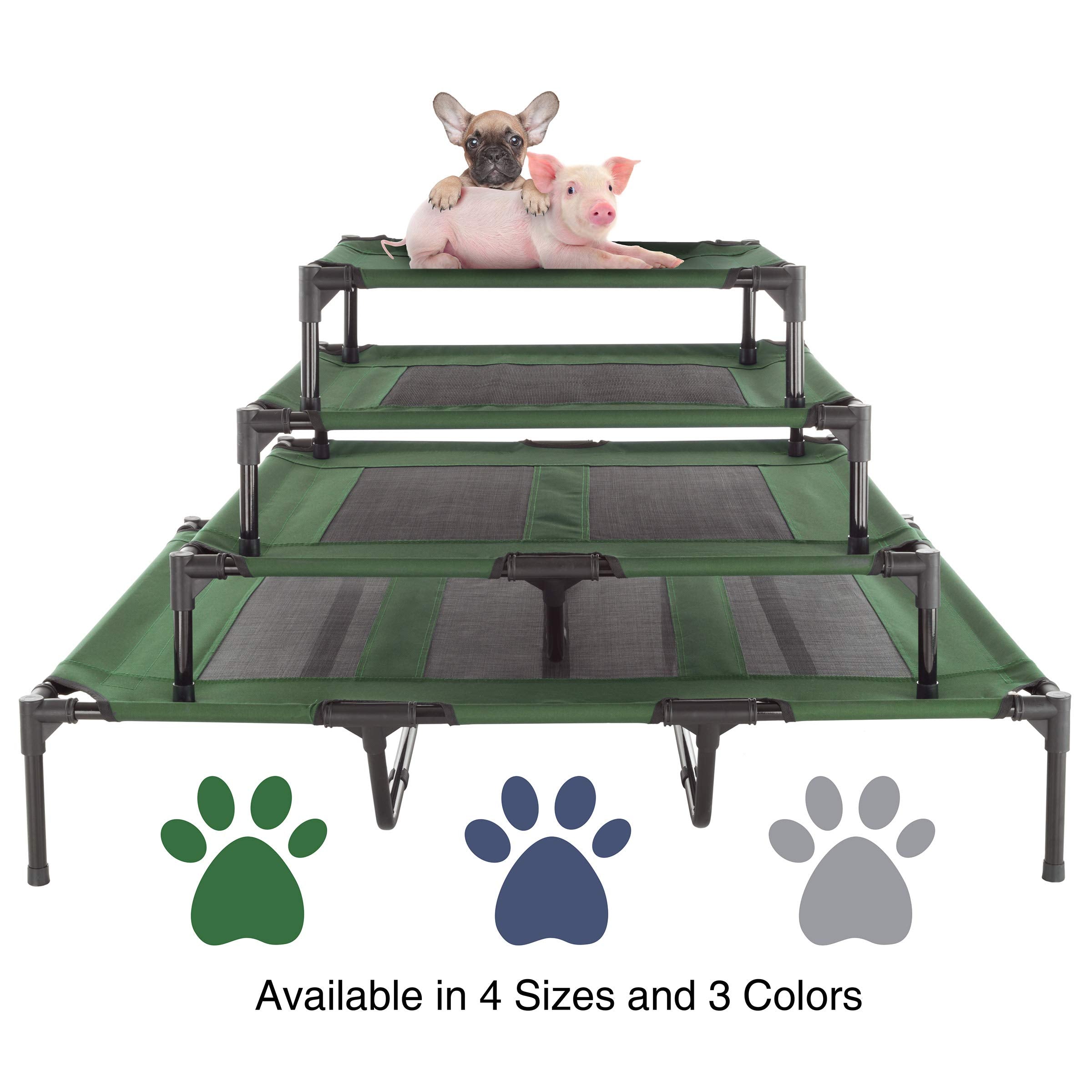 Elevated Dog Bed - 36X29.75 Portable Bed For Pets With Non-Slip Feet - Indoor/Outdoor Dog Cot Or Puppy Bed For Pets Up To 80Lbs By Petmaker (Green)