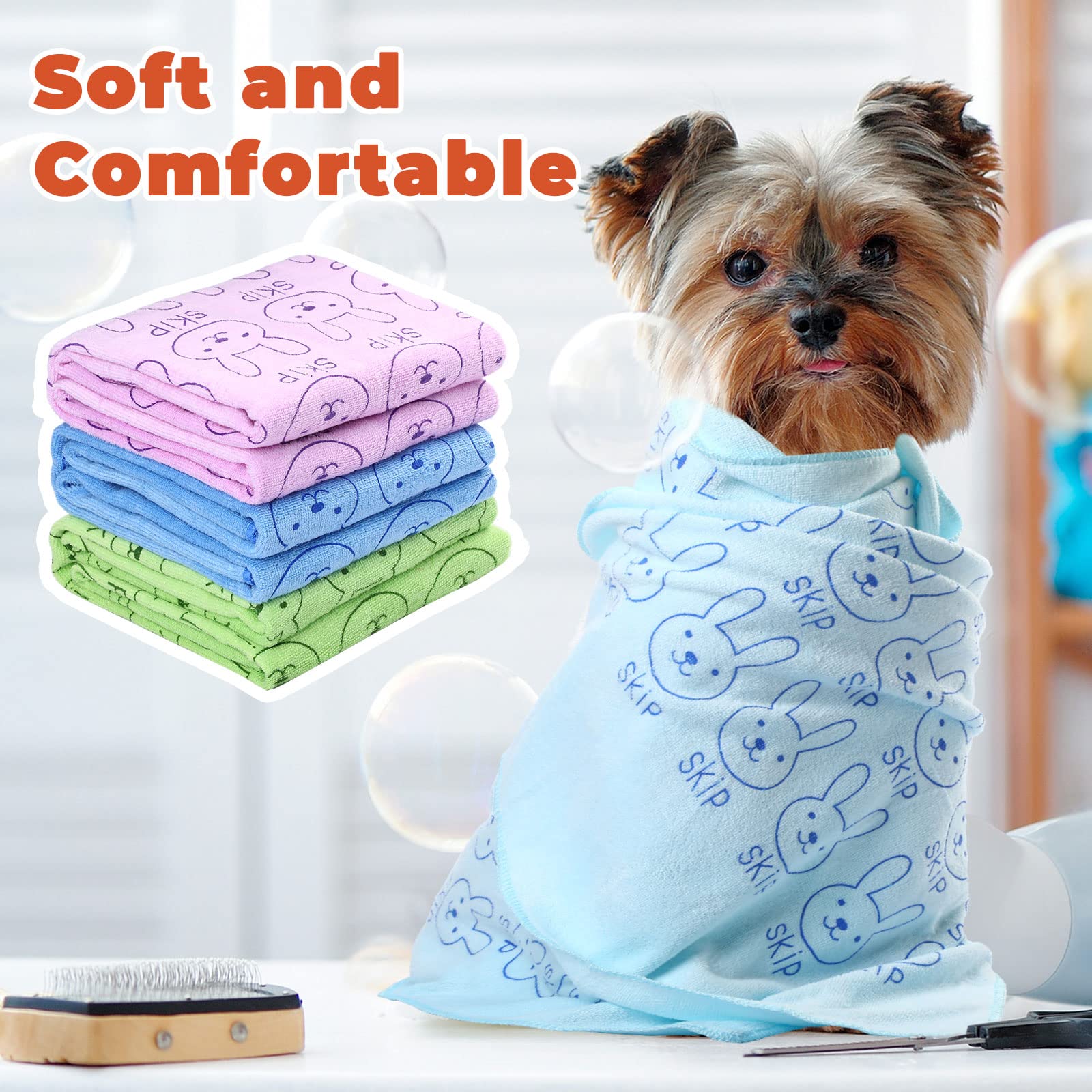 12 Pcs Dog Towels For Drying Dogs Soft Microfiber Puppy Towel Cat Towel Quick Drying Puppy Bathing Supplies Absorbent Pet Bath T