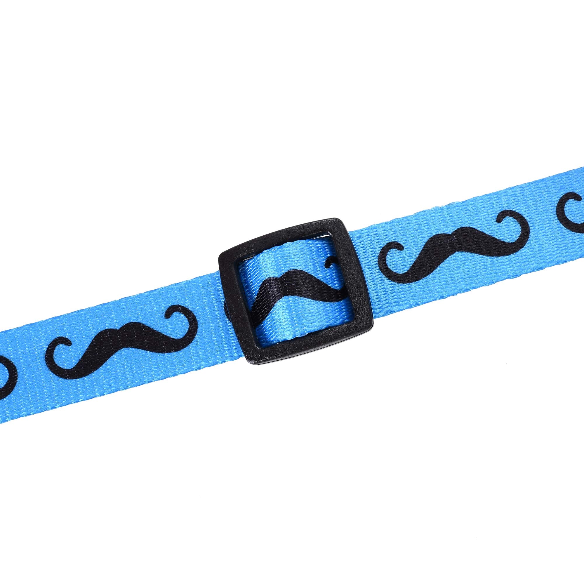 Mile High Life Dog Collar | Cute Puppy Collars | Lightweight Girl Dog Collar | Soft Boy Dog Collars | W Paws Bones Mustache Pattern (Blue, Large)