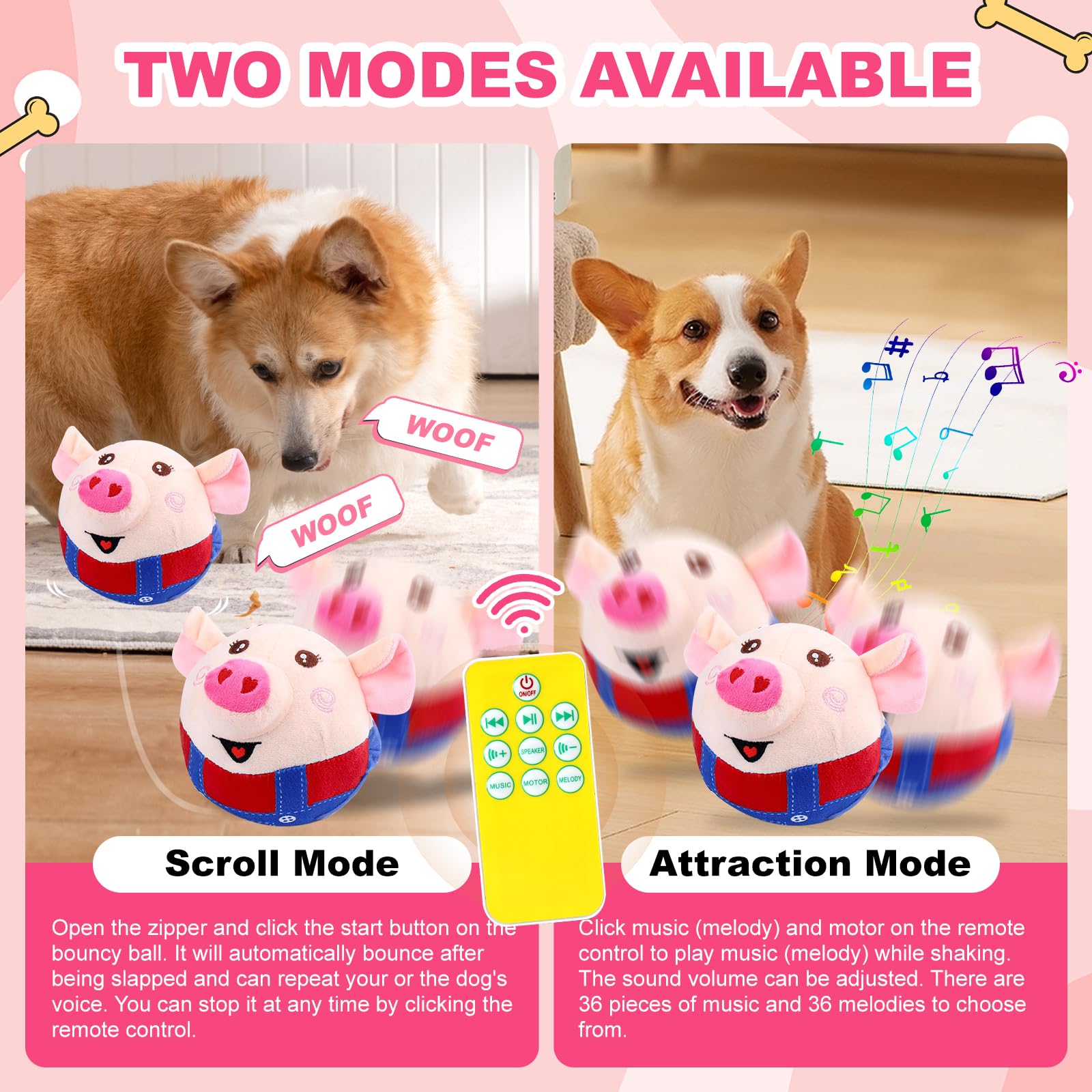 Interactive Dog Toys, Remote Control Toy, Rechargeable Automatic Dog Toy Ball, Moving Toys For Large Dogs, Talking Squeaky Music