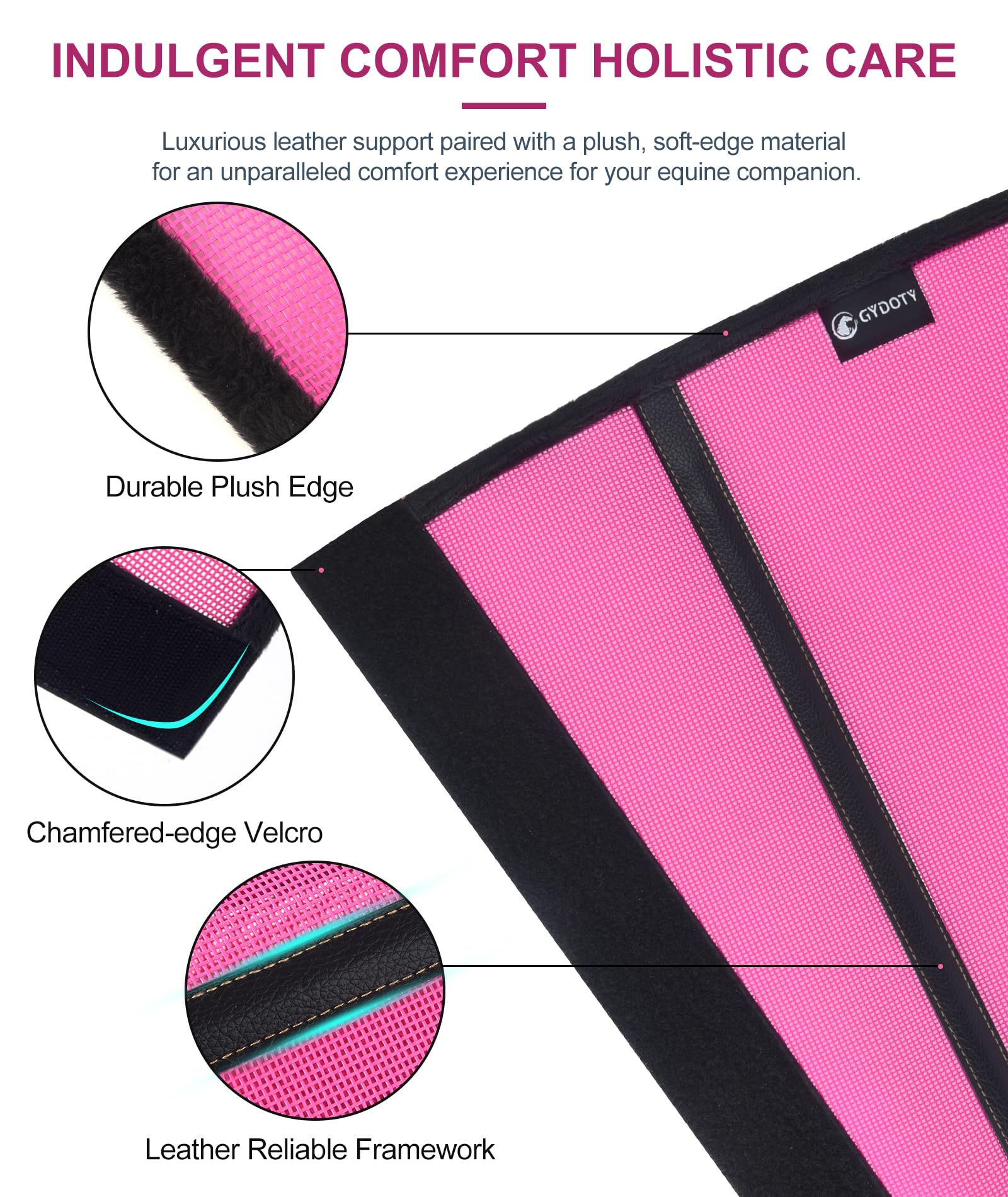 Gydoty Horse Fly Boots Set Of 4 - Upgrade Mesh Horse Leggins With Leather Frame, Leg Fly Protection (Medium, Pink)