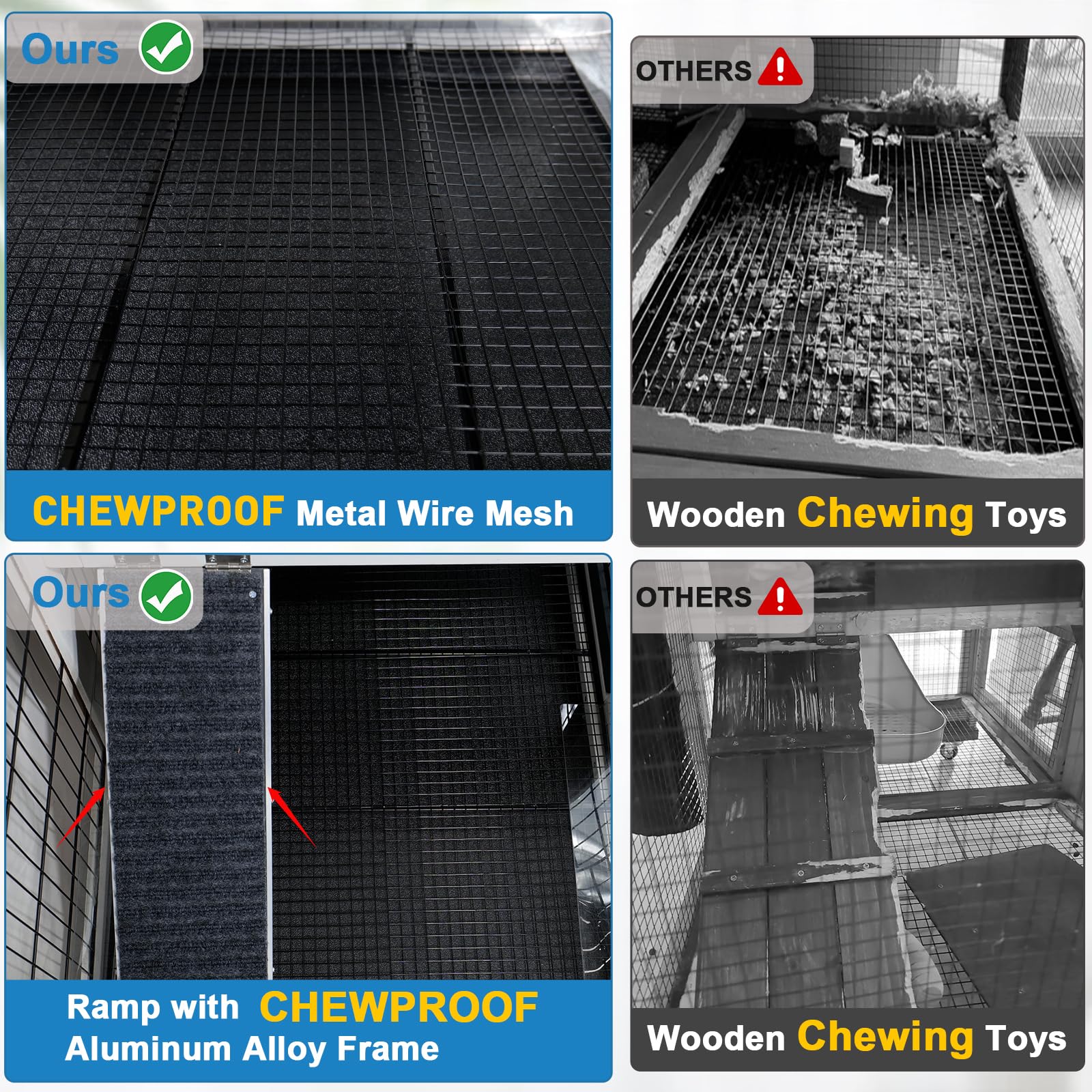 Funxplore Rabbit Hutch Indoor Bunny Cage Outdoor With Urine Guards 2 Storey Mobile Guinea Pig Cage Wire Bottom 2 Trays