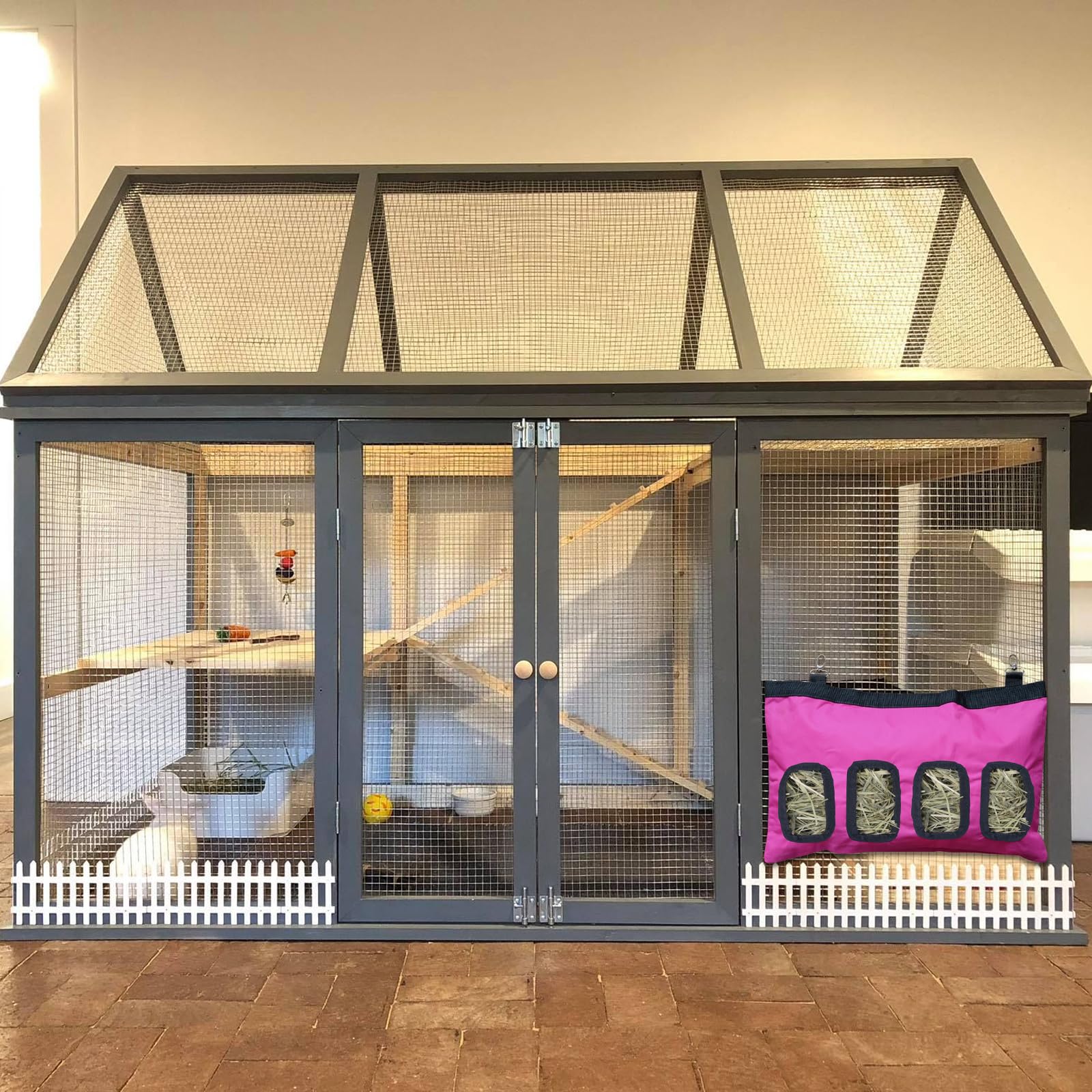 Rabbit Hay Feeder Guinea Pig Hay Feeder Bag Bunny Hay Holder Storage For Small Animal Chinchilla Hamsters,600D Oxford Cloth Fabr