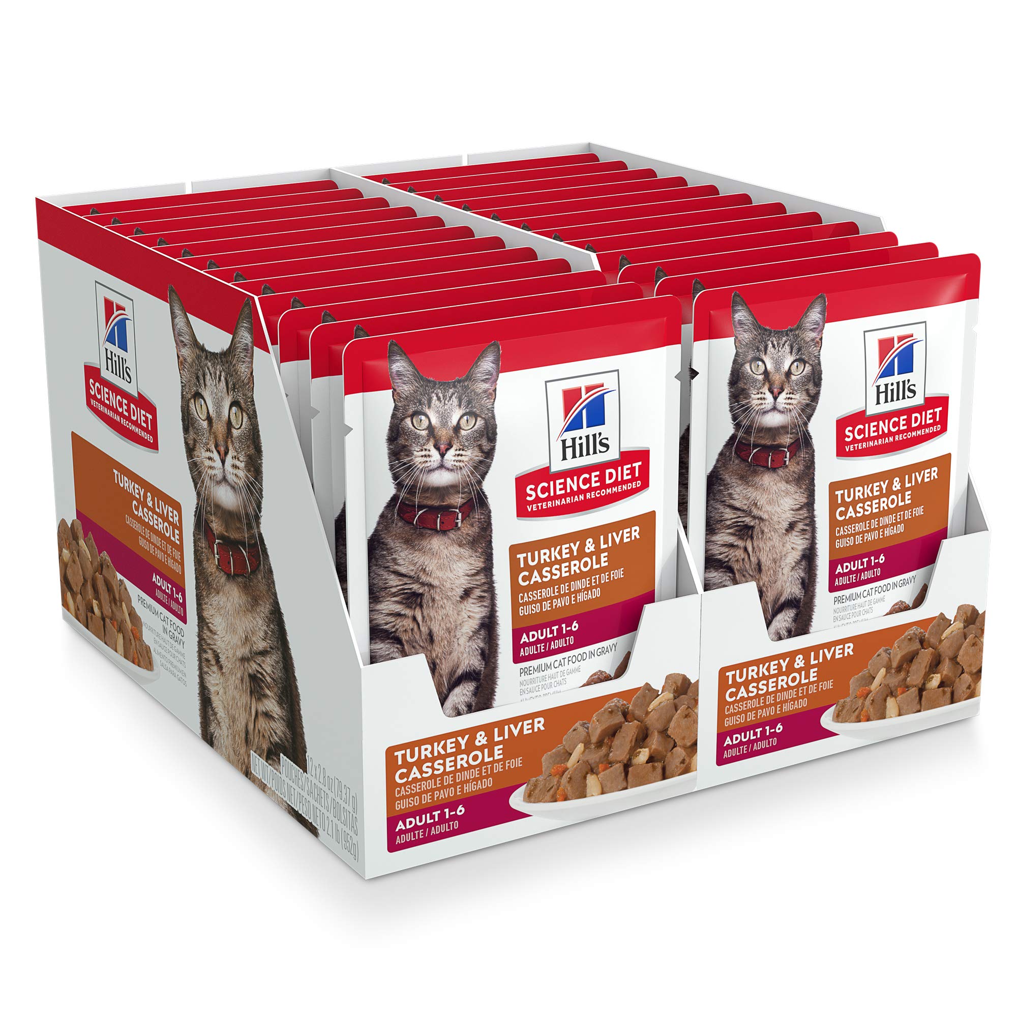 Hill s Science Diet Adult 1-6, Adult 1-6 Premium Nutrition, Wet Cat Food, Turkey Casserole Stew, 2.8 oz Pouch, Case of 24