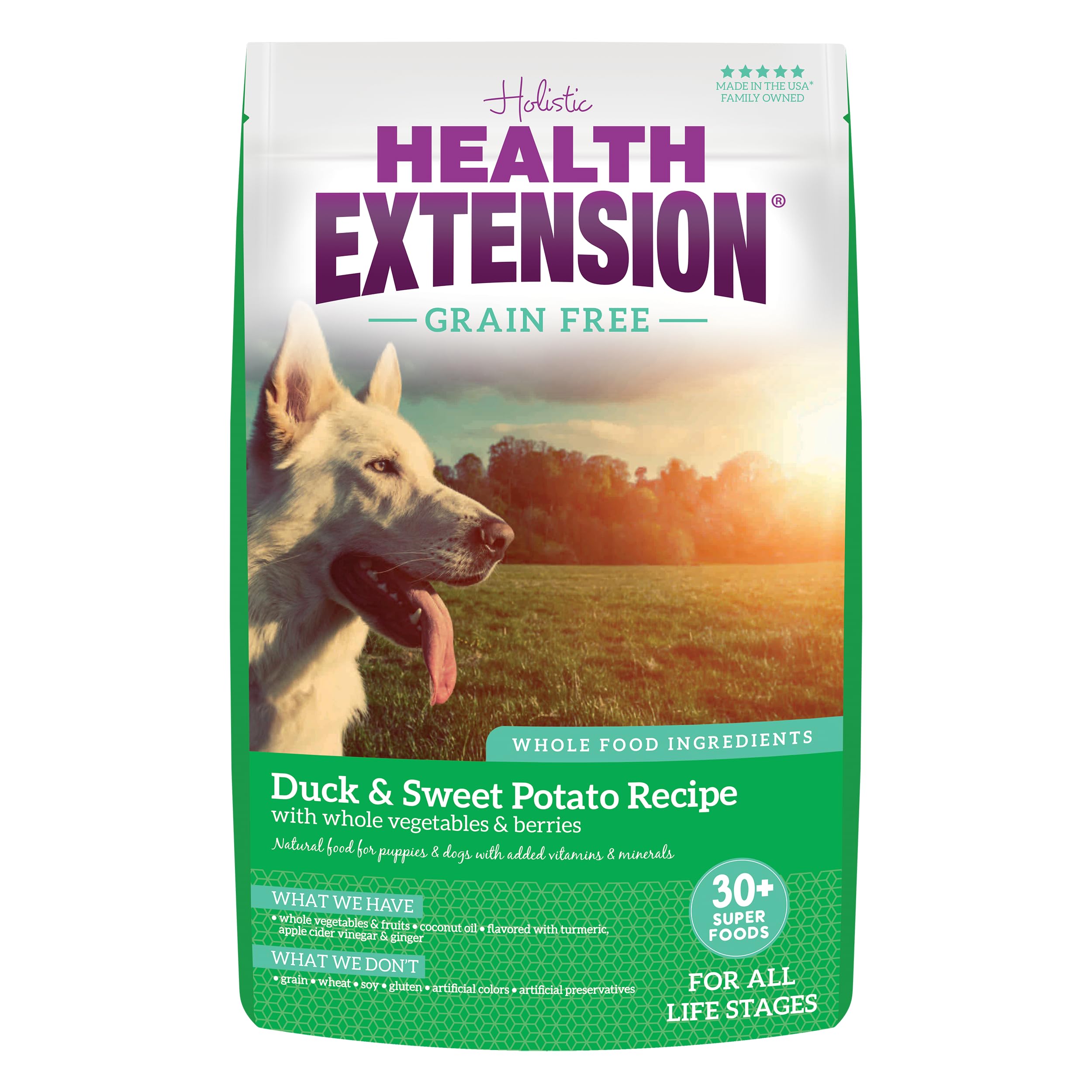 Health Extension Grain Free Duck & Sweet Potato Dry Dog Food (10 lb / 4.54 kg) - Lean Protein Formula with Turmeric & Antioxidan