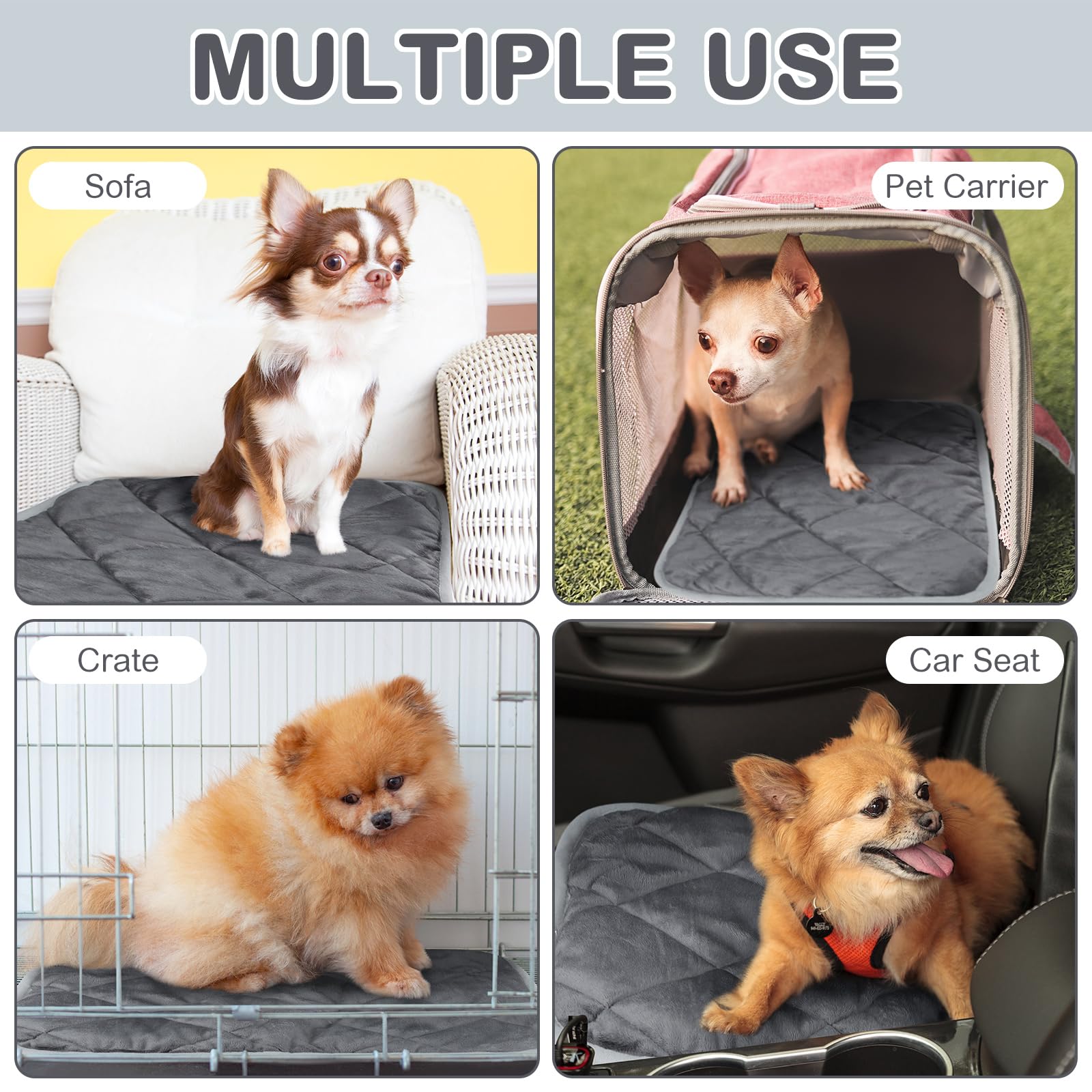 Clysee 2 Pack Self Heating Cat Mat Self Warming Pet Pads Washable Kennel Mat Dog Crate Pad Reflects Body Heat Non Skid Cat Therm