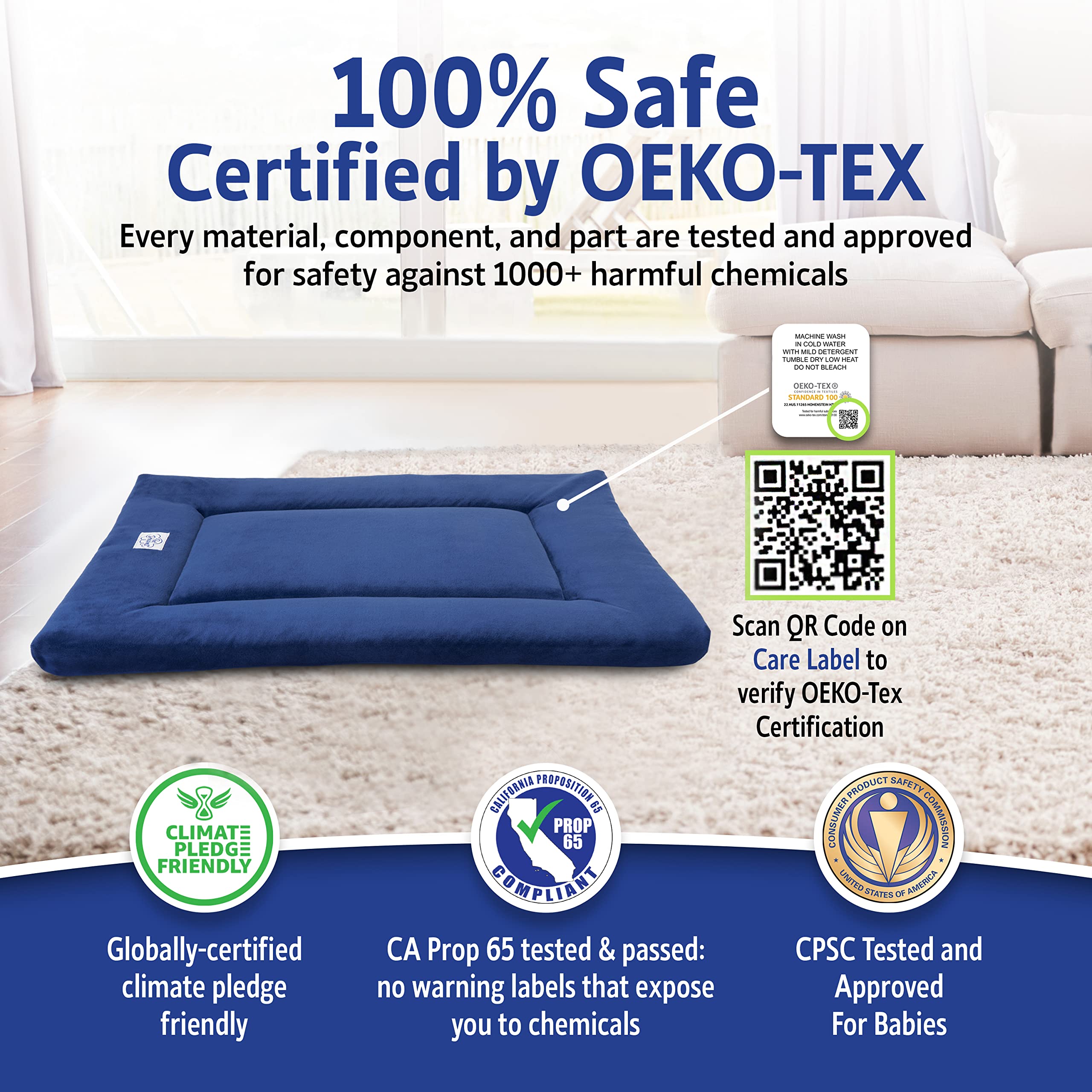 Pet Dreams Dog Crate Bed - Non Toxic Dog Bed, The Original Dog Crate Padkennel Mat, Soft Dog Kennel Bed, Reversible Travel Dog B