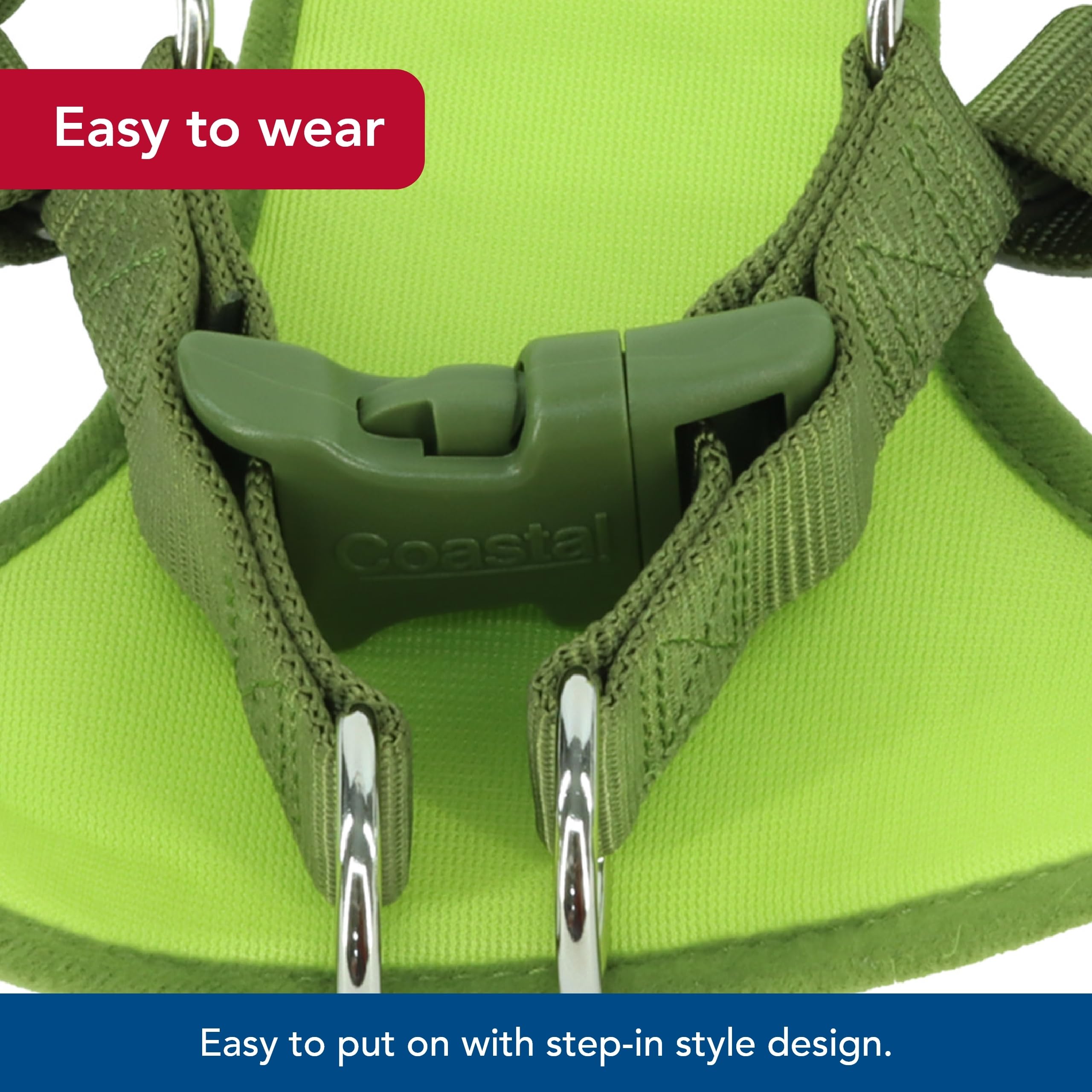 Coastal Pet Comfort Soft Wrap Adjustable Dog Harness - Comfortable Harness For Dog - Adjustable Fit - Easy Step-In Design - Breathable Fabric Mesh - Lime, 3/8' X 11'-13'