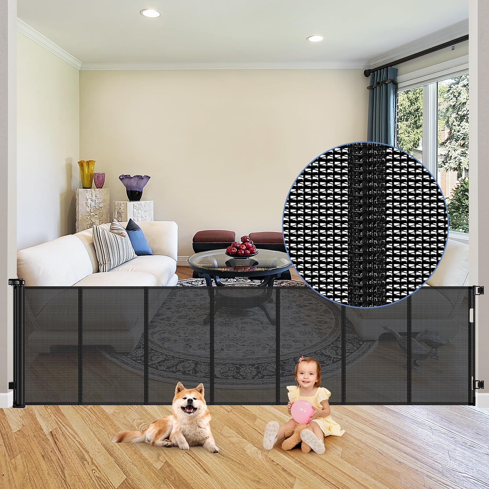 Reinforced 90 Inch Retractable Baby Gates Extra Wide Baby Gate With Reinforced Strips Retractable Dog Gate For The House Extra Wide Outdoor Retractable Gate Extra Long Baby Gate For Large Openings