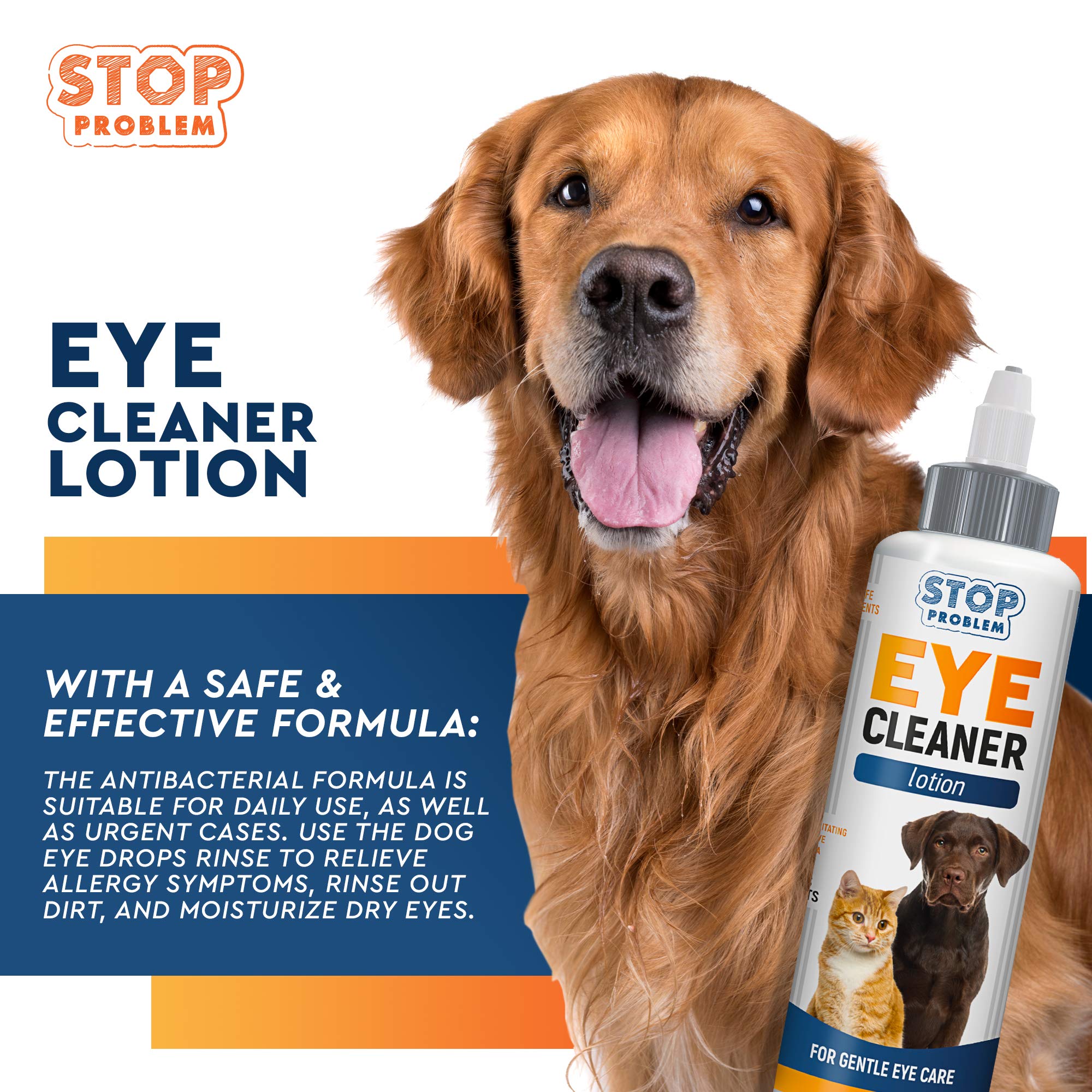 All Pets Eye Wash Drops for Relieve Pink Eye, Allergies Symptoms, Infections & Runny, Dry Eyes - Pain-Free Treatment Helps Preve