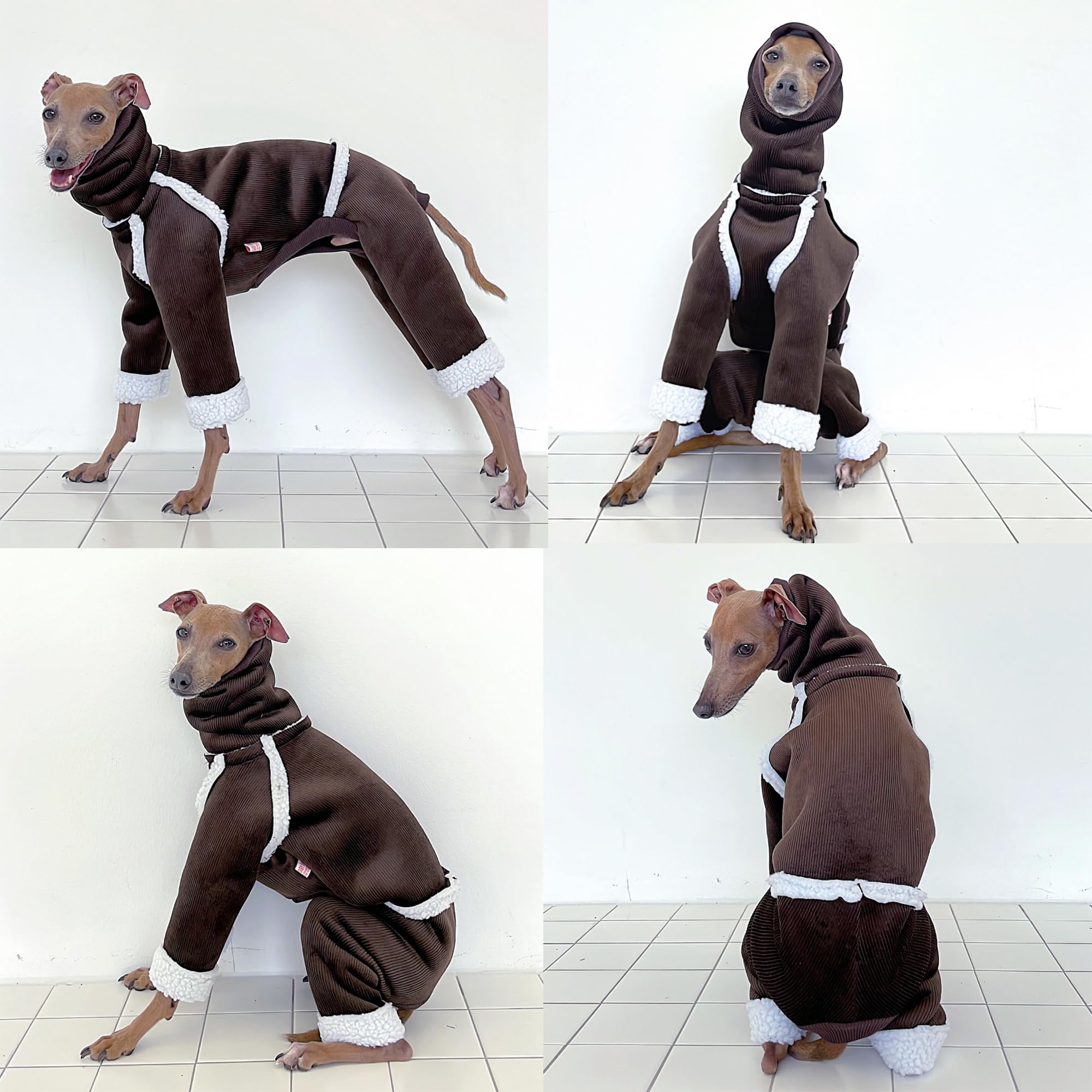 D Doggy Star Italian Greyhound Cold Weather Coat Warm Fleece Corduroy Sweater Turtleneck Onesie Clothes Whippet For Dog (2Xl,Cor