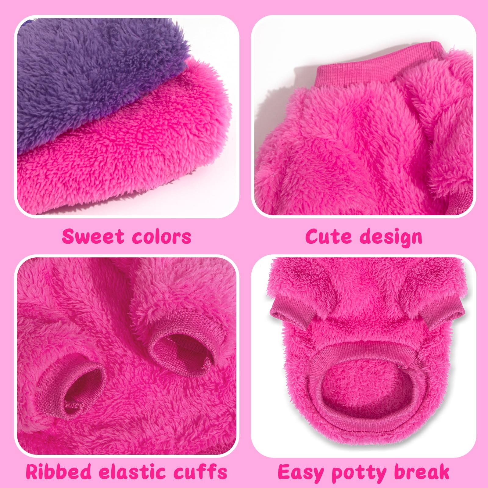 2 Cute Dog Sweaters For Girls - Fall/Winter Warm Fleece Chihuahua & Small Dog Clothes, Xs