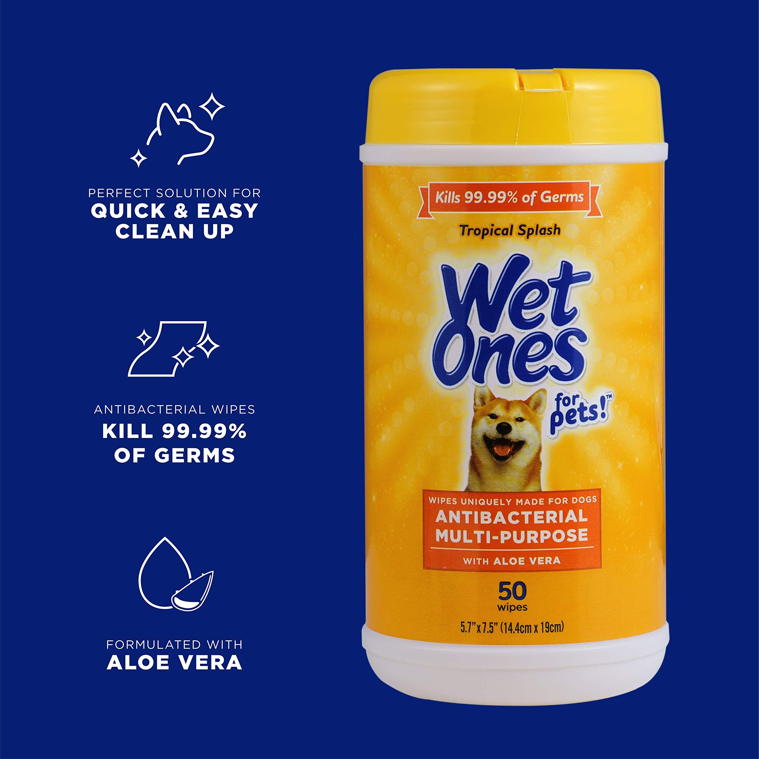 Wet Ones Multi-Purpose Dog Wipes with Aloe Vera, 600 Count, 12 Pack - Tropical Splash for All Dogs