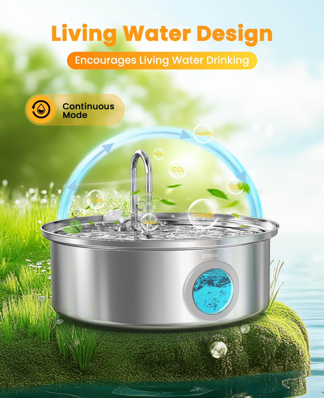oneisall Dog Water Fountain for Large Dogs,7L/230oz/1.8G Stainless Steel Dog Fountain Super Quiet with Triple Filtration,Great f