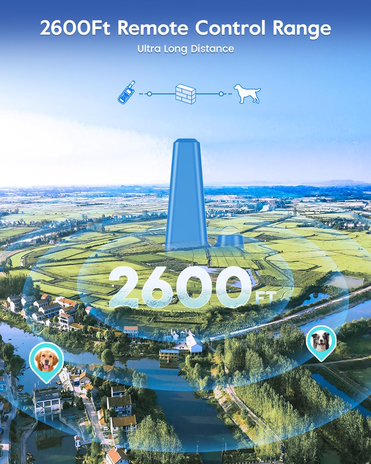 Dog Training Collar With 7 Training Modes, 2600Ft Remote Electronic Dog Shock Collar, Electric Shock Collar For Small Medium Lar