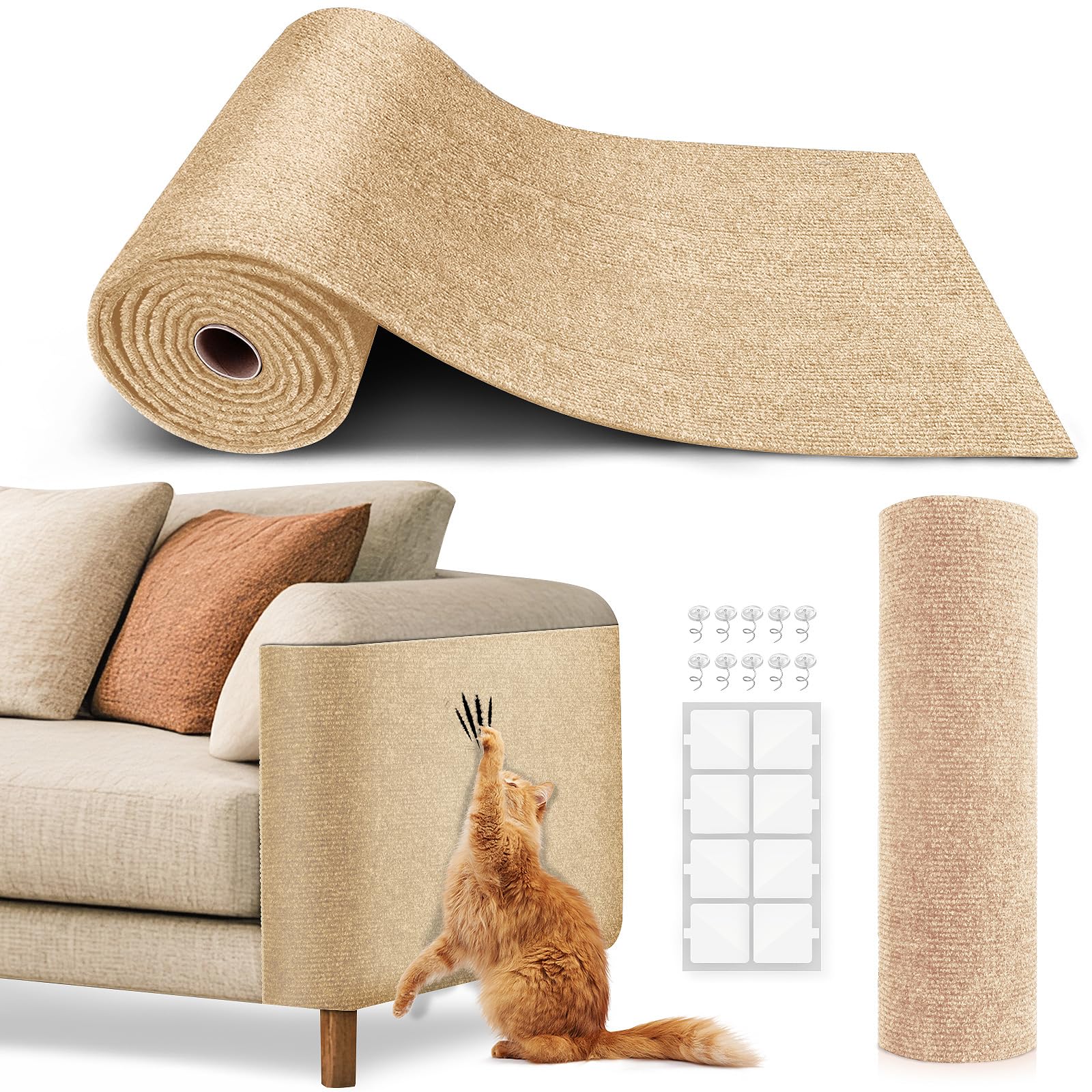 Vivoyan 78.7''X15.8'' Cat Scratch Mat,Trimmable Self-Adhesive Carpet,Diy Climb Cat Scratcher For Couch Furniture Or Wall Protect