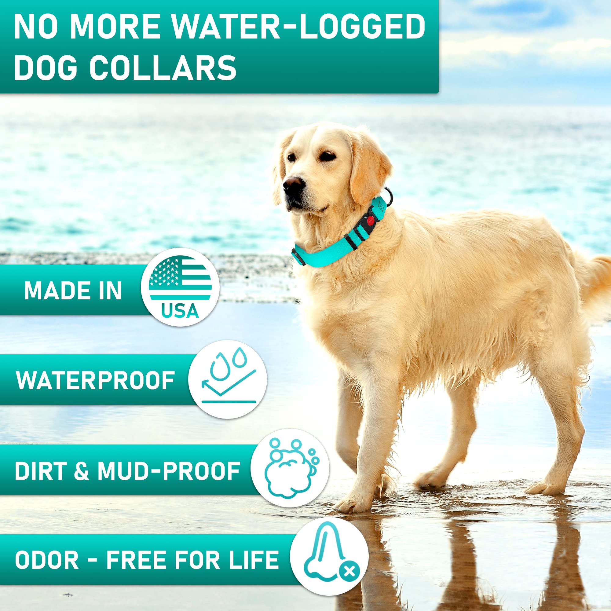 Nexapaw Adjustable Dog Collar With Qr Code Dog Tag Id Attached - Made In Usa - Honeycomb Waterproof Heavy Duty Dog Collar With S